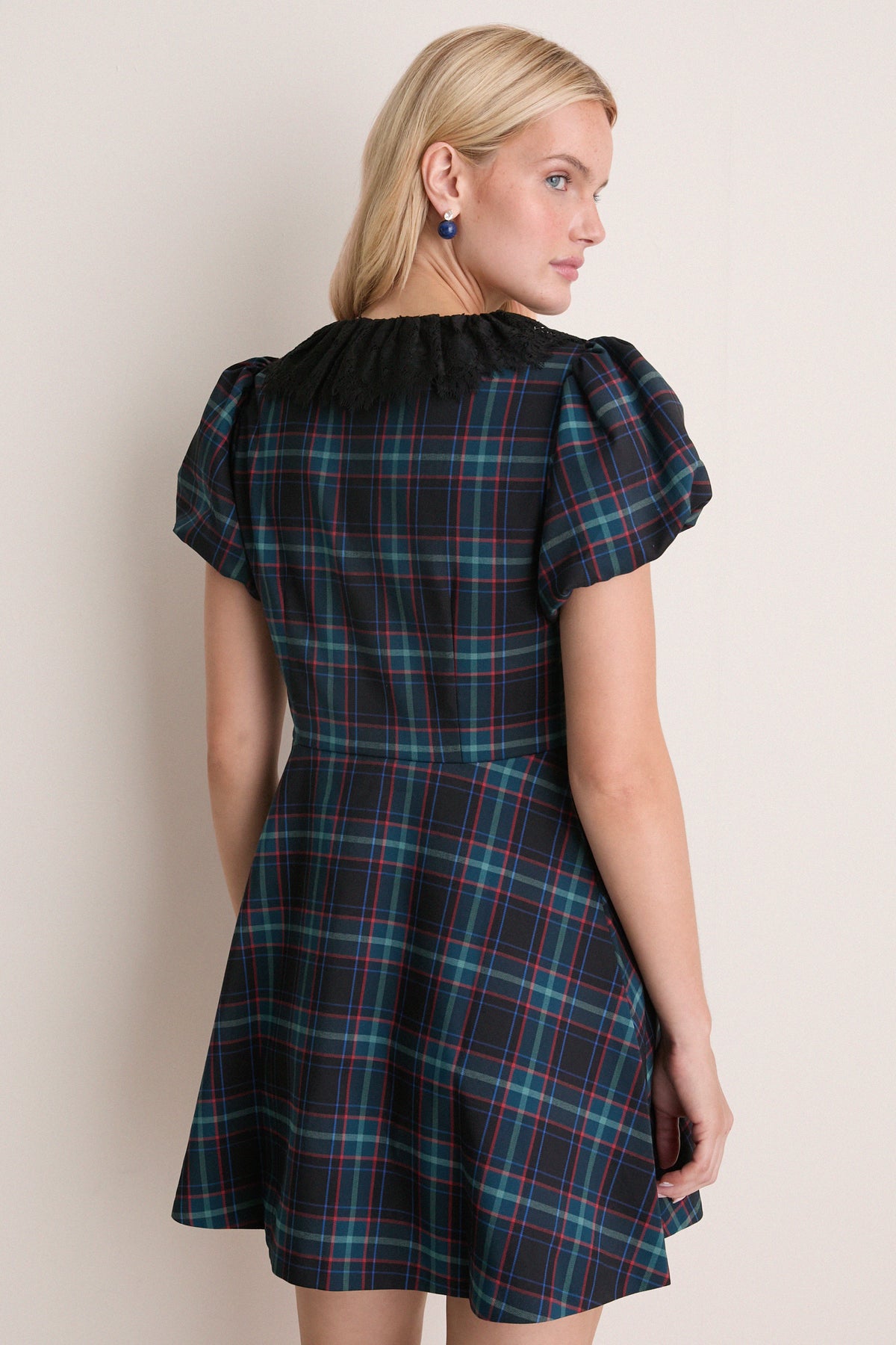 Navy Multi Gem Plaid Antoinette Dress