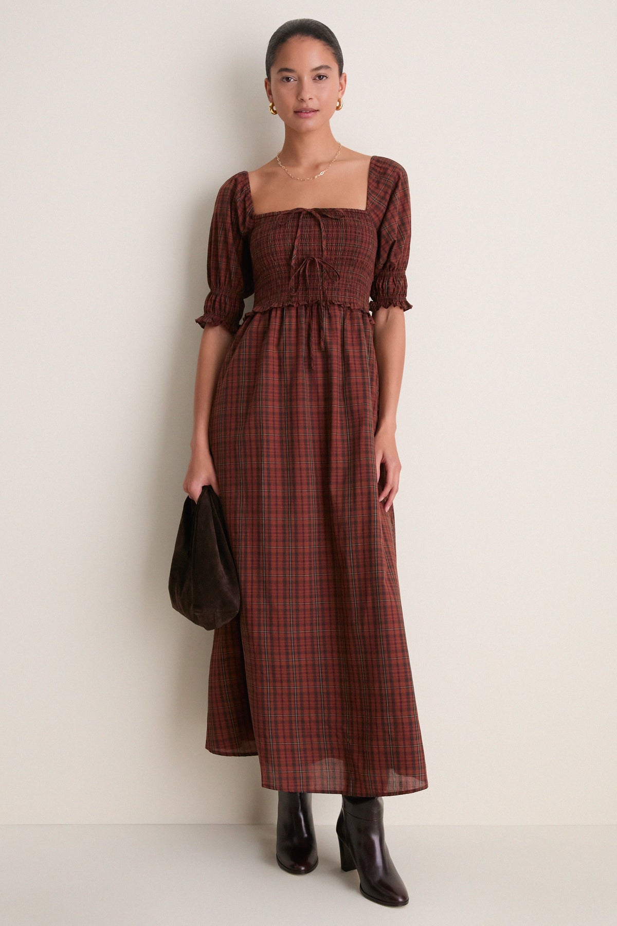 Chesnut Plaid Malene Nap Dress