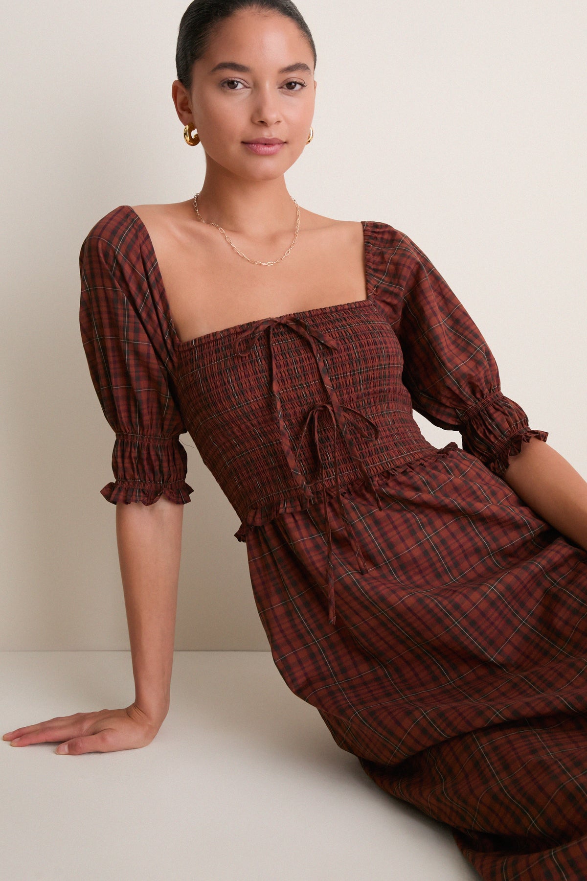 Chesnut Plaid Malene Nap Dress