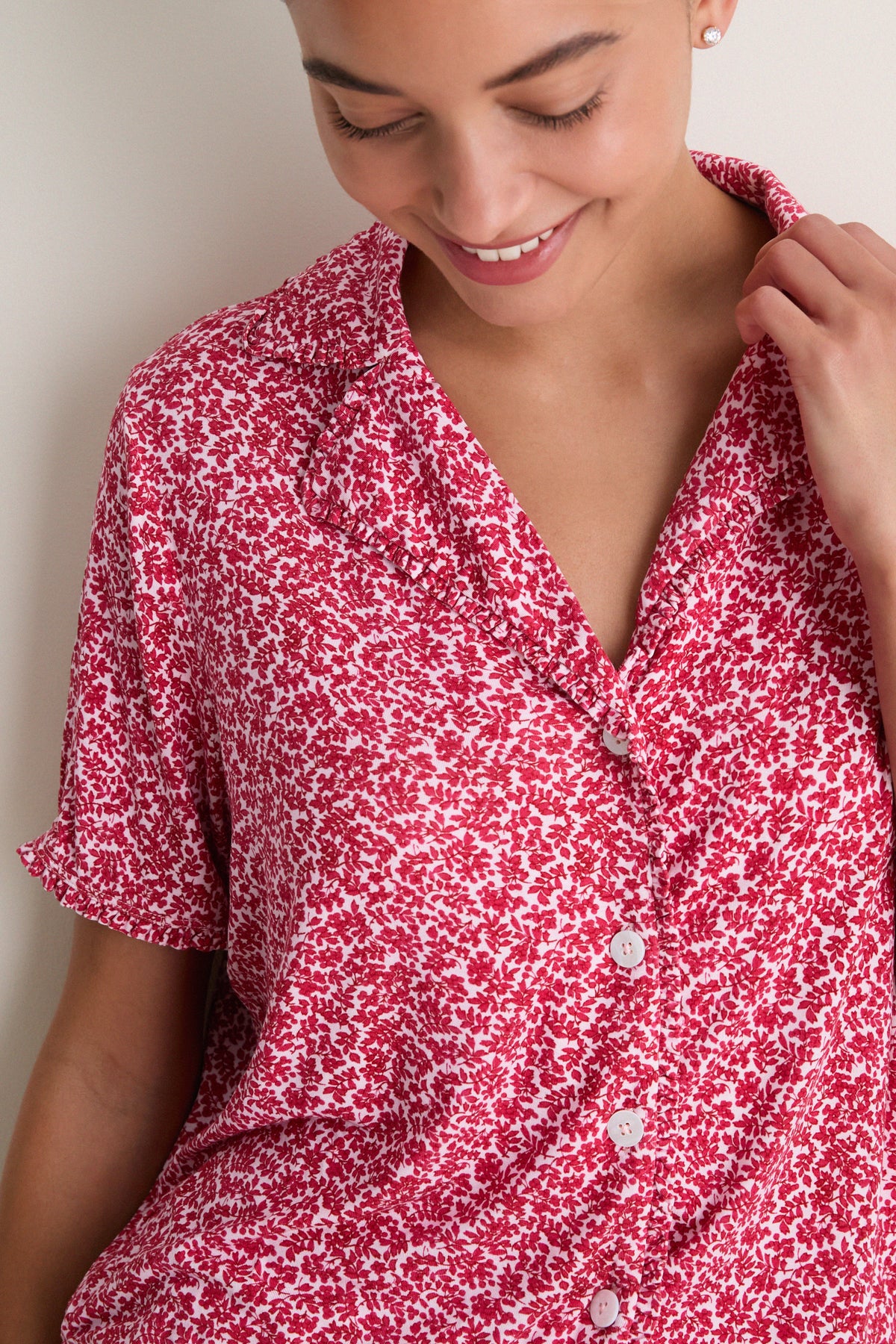 Pink and Red Ditsy Sprigs Marina PJ Set