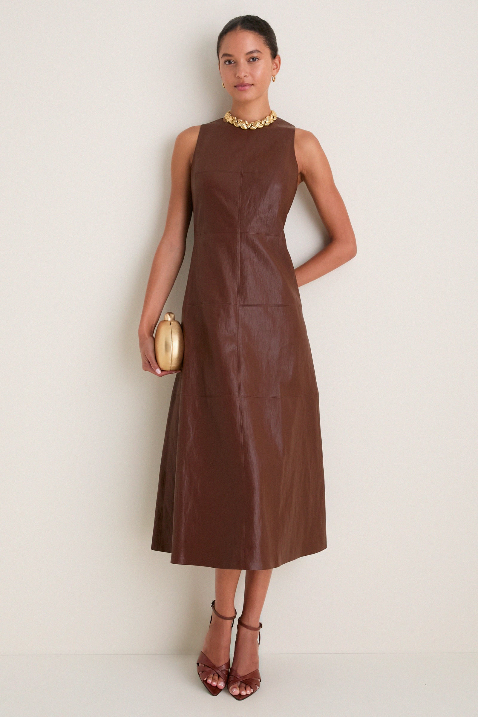 Brown Leather Manon Dress