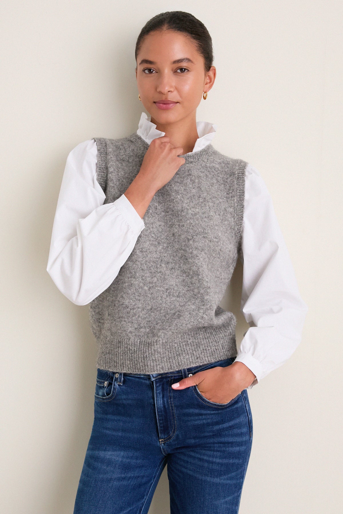 Gray Ella Sweater Blouse