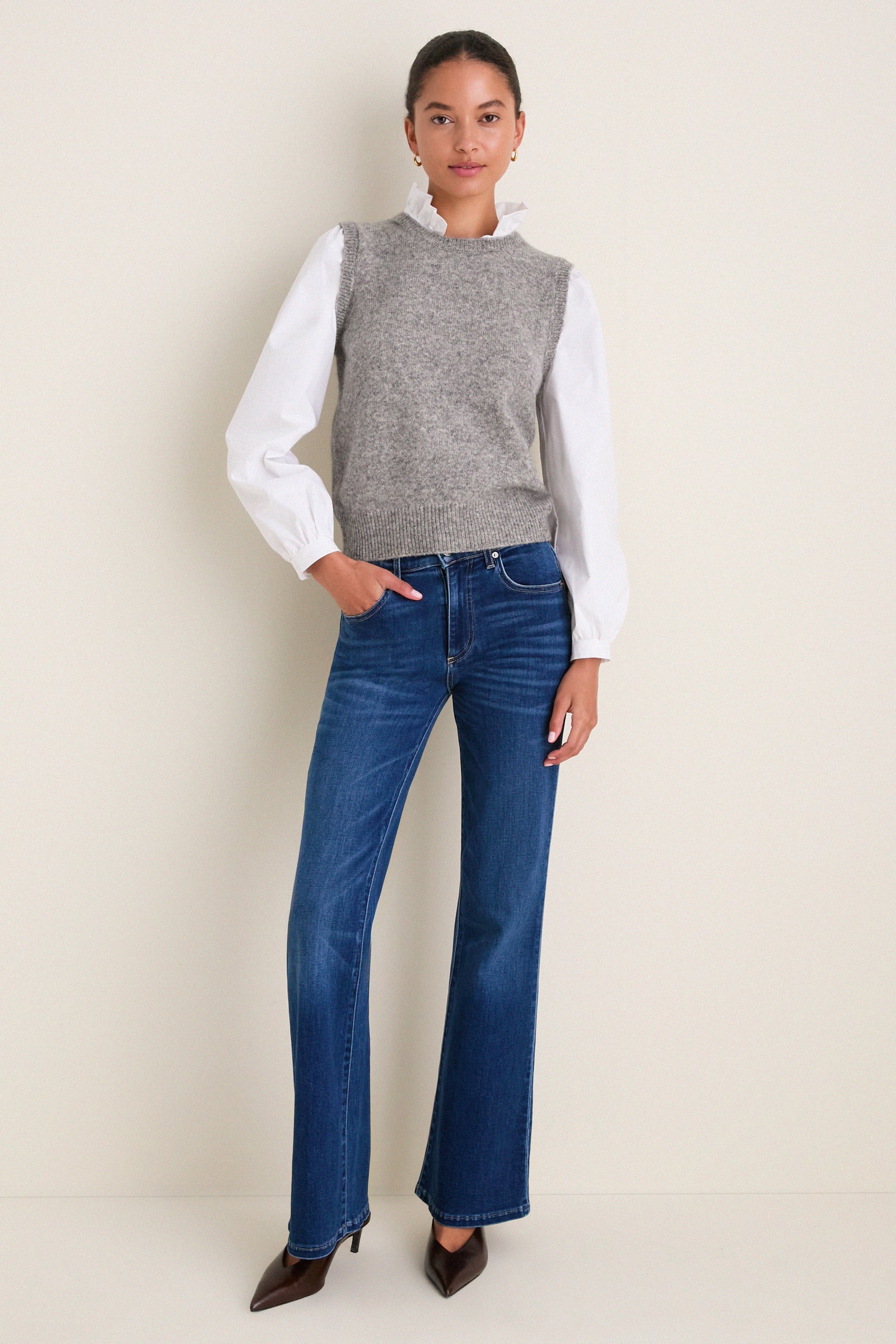 Gray Ella Sweater Blouse