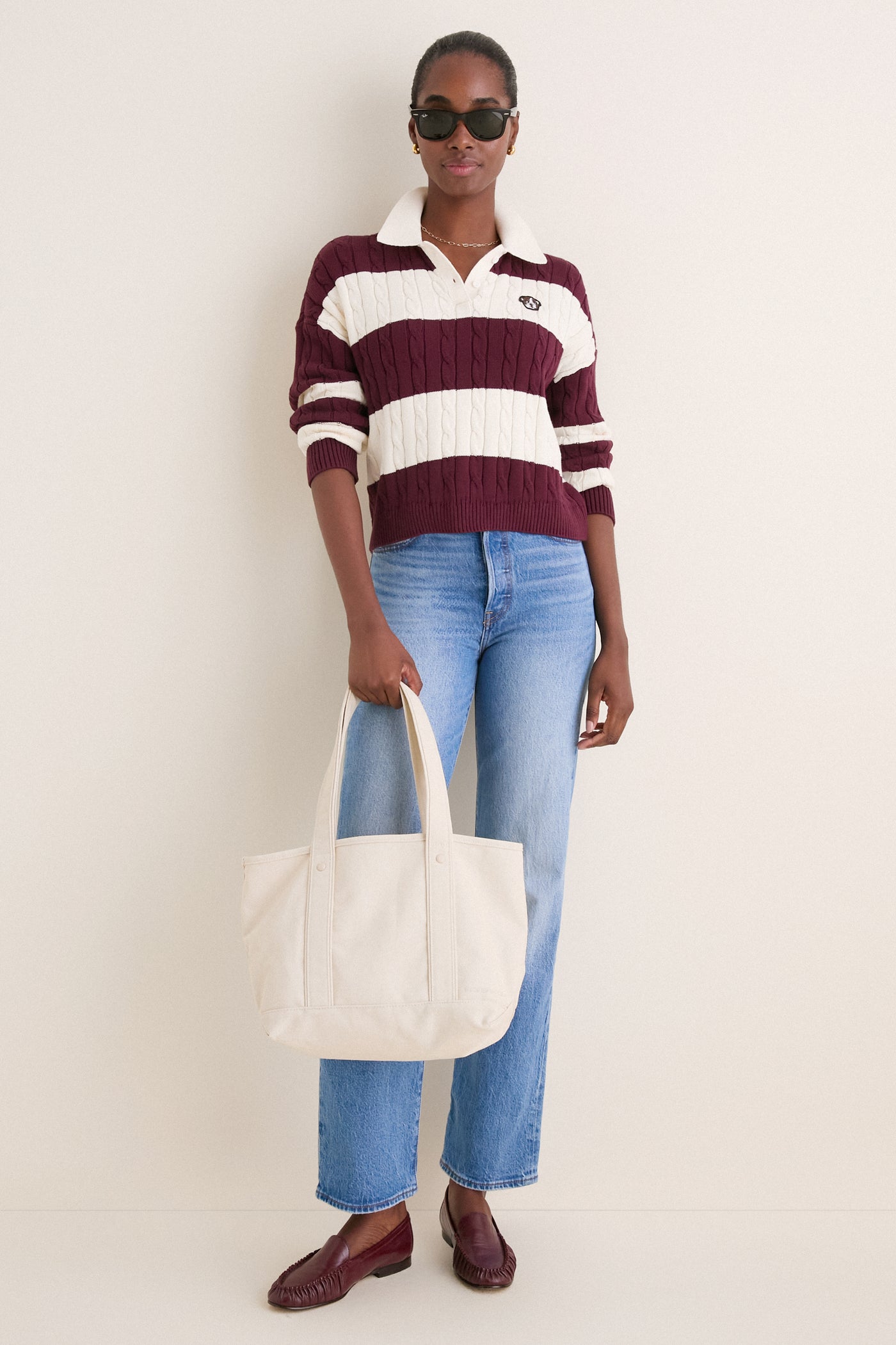 Crimson and Ivory Cabled Huxley Polo