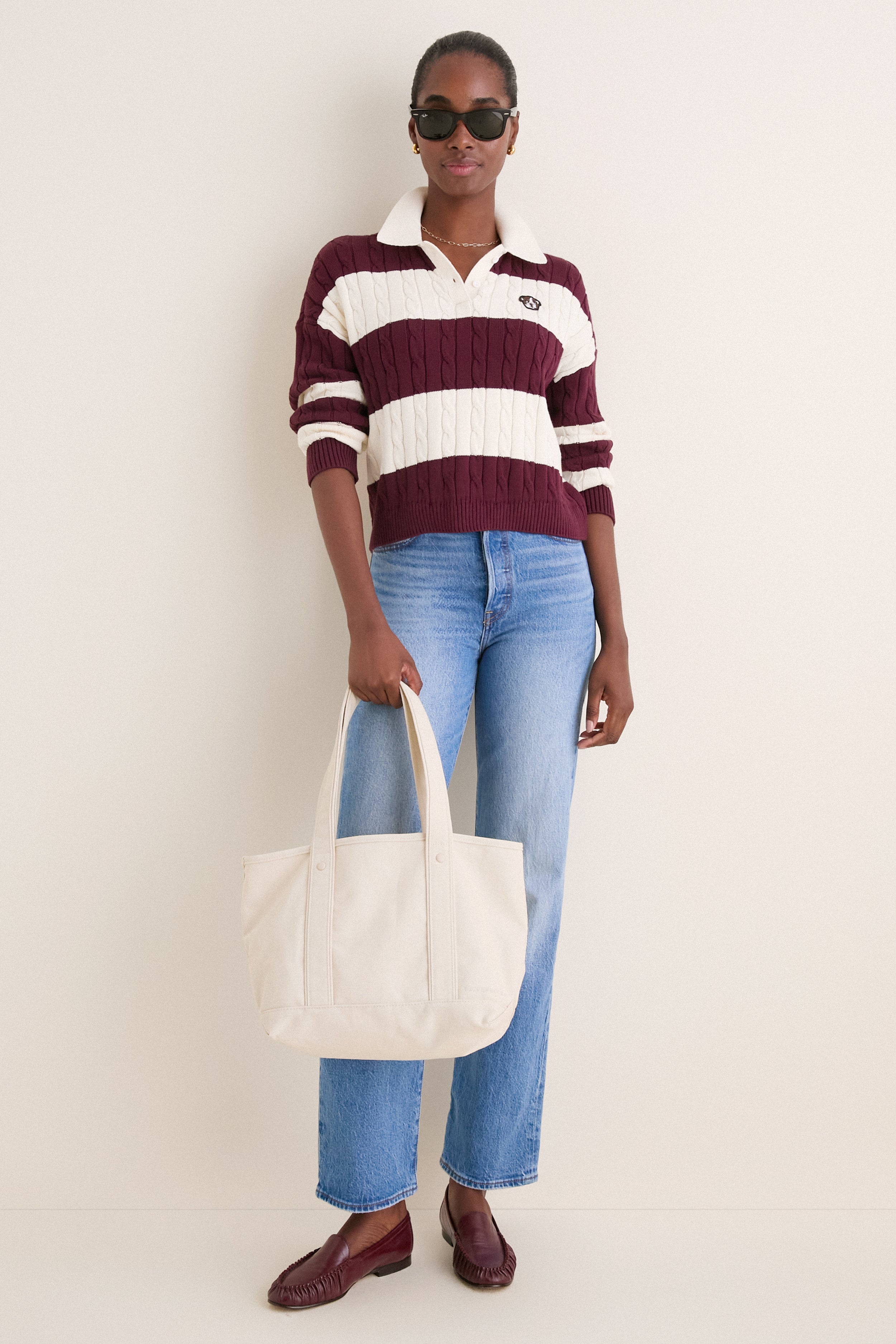 Crimson and Ivory Cabled Huxley Polo