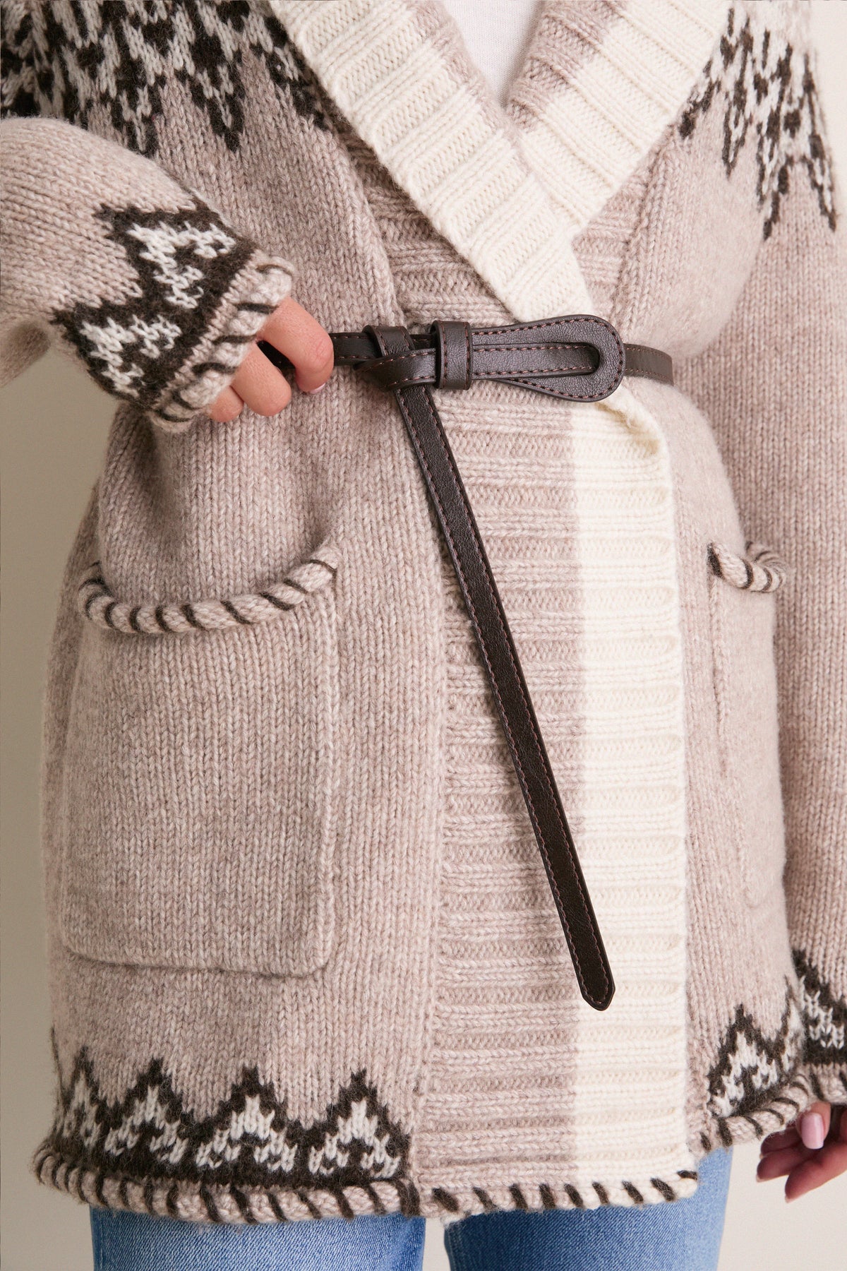 Fair Isle Blanket Stitch Harrow Cardigan