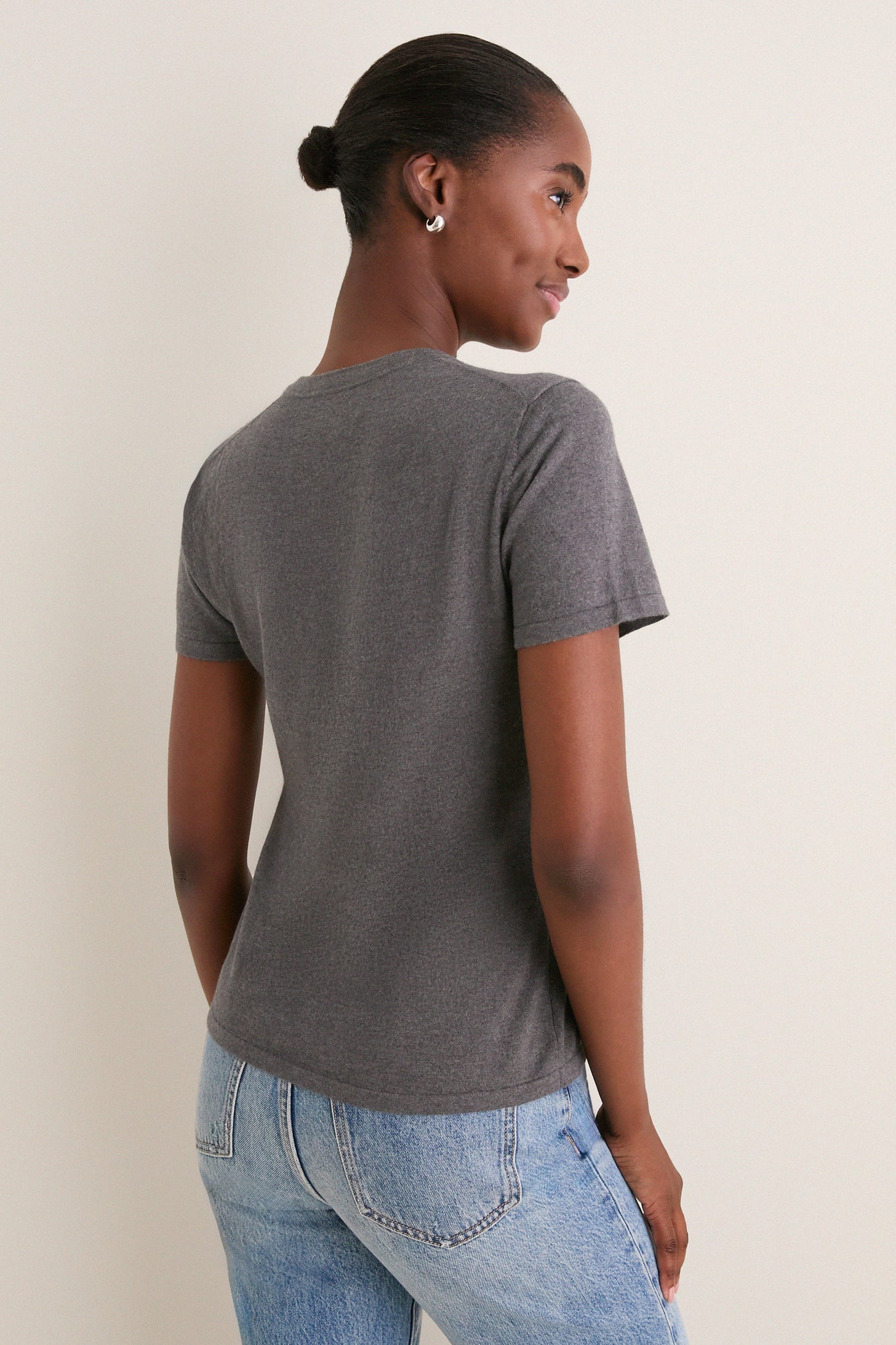 Graphite Cashmere Silk Katie Tee