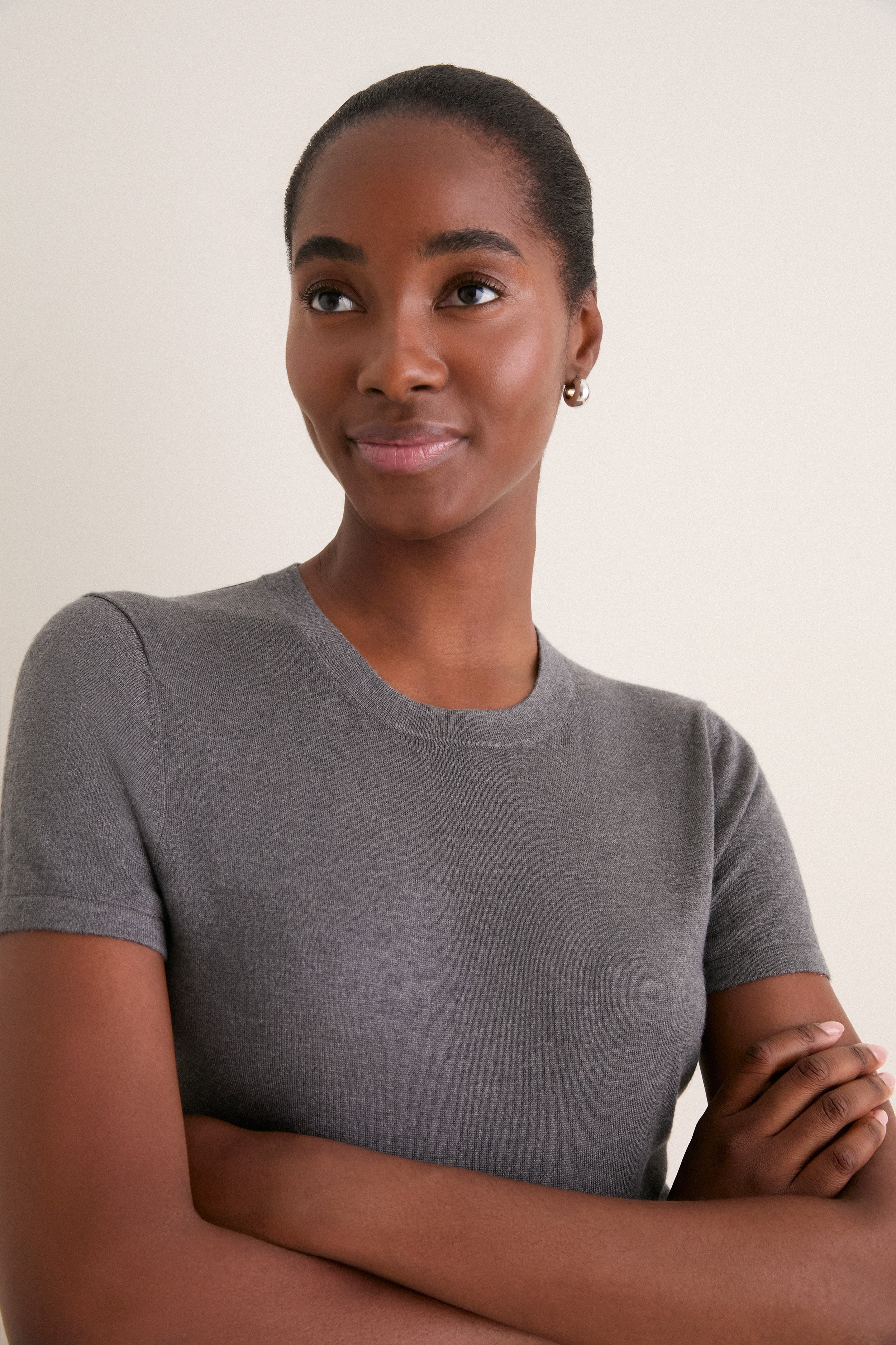 Graphite Cashmere Silk Katie Tee
