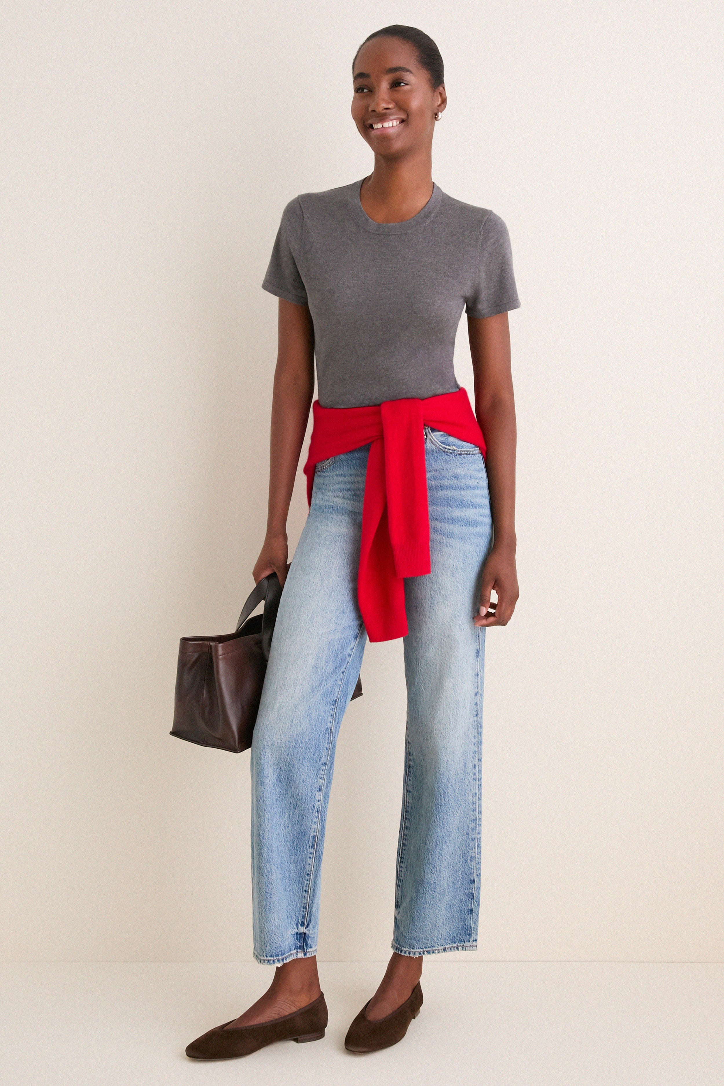 Graphite Cashmere Silk Katie Tee