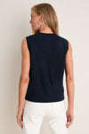 Midnight Navy Cashmere Sleeveless Ava Shell