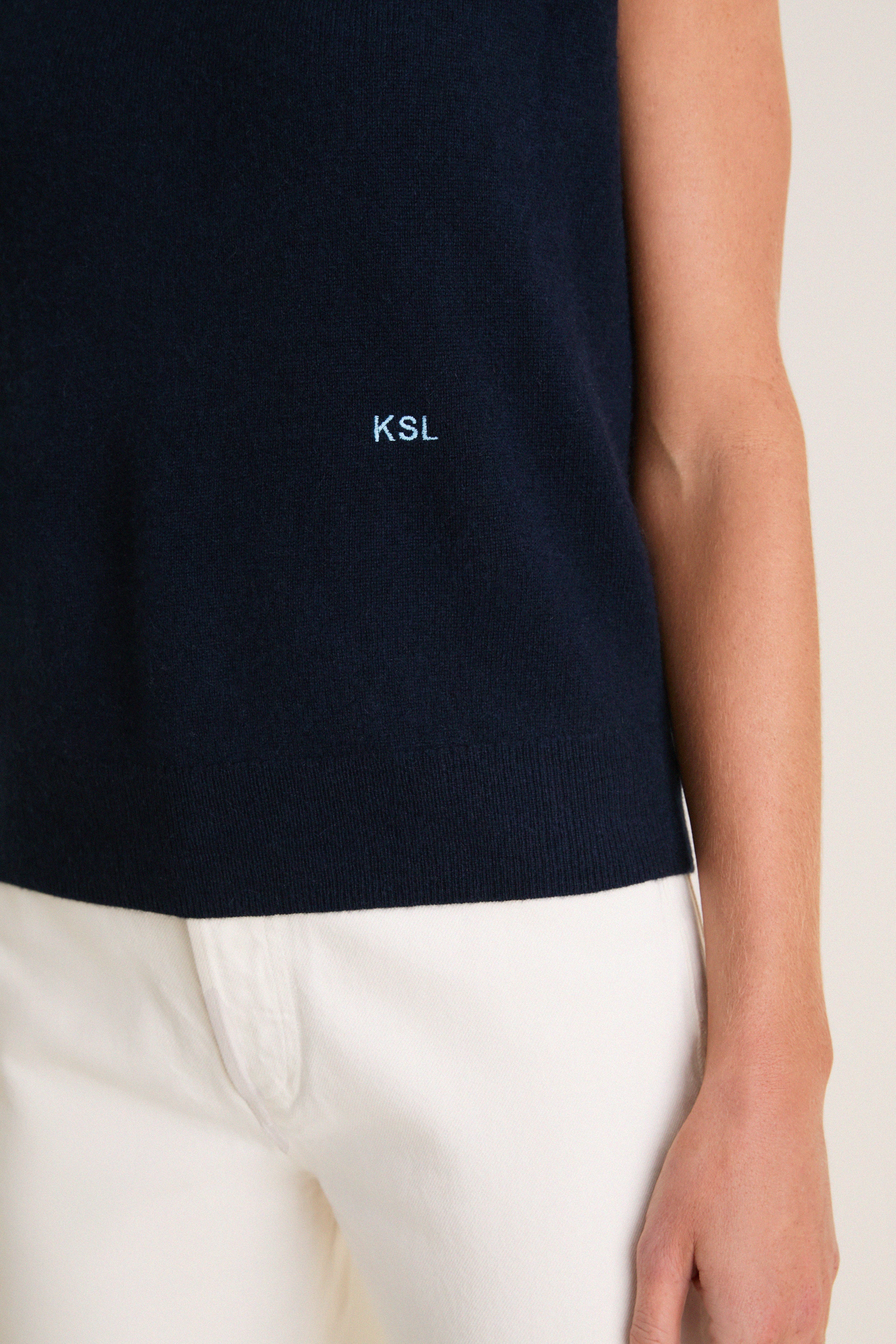 Midnight Navy Cashmere Sleeveless Ava Shell