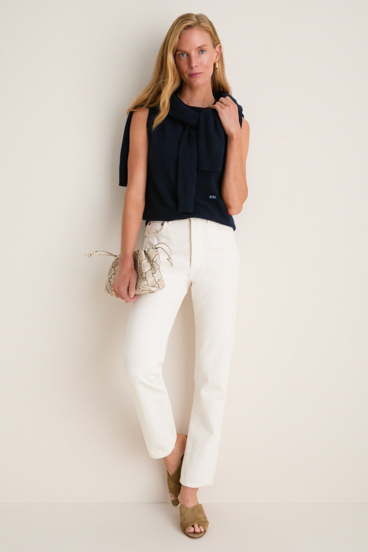Midnight Navy Cashmere Sleeveless Ava Shell