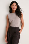 Wheat Cashmere Sleeveless Ava Shell