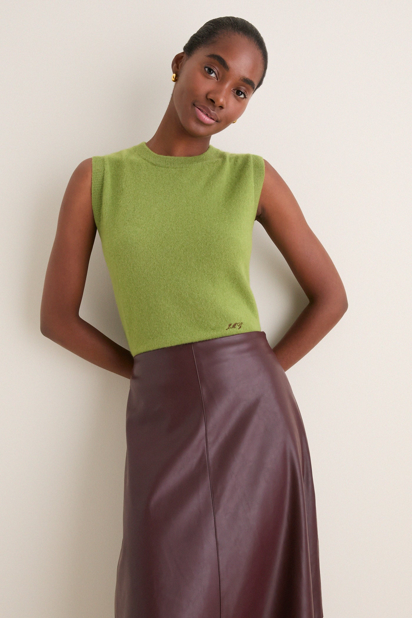 Peridot Cashmere Sleeveless Ava Shell