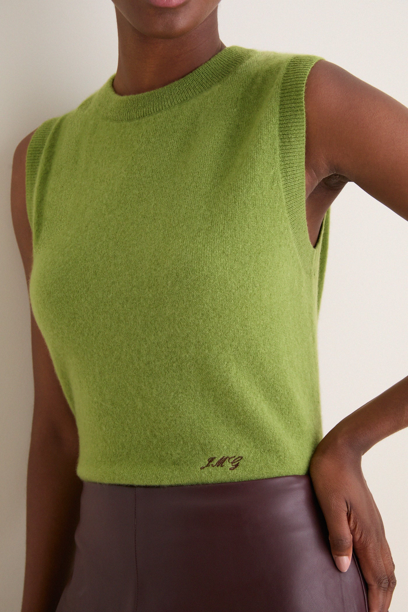 Peridot Cashmere Sleeveless Ava Shell