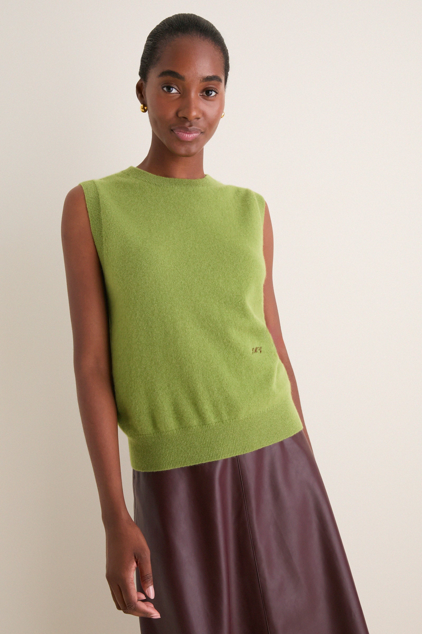Peridot Cashmere Sleeveless Ava Shell
