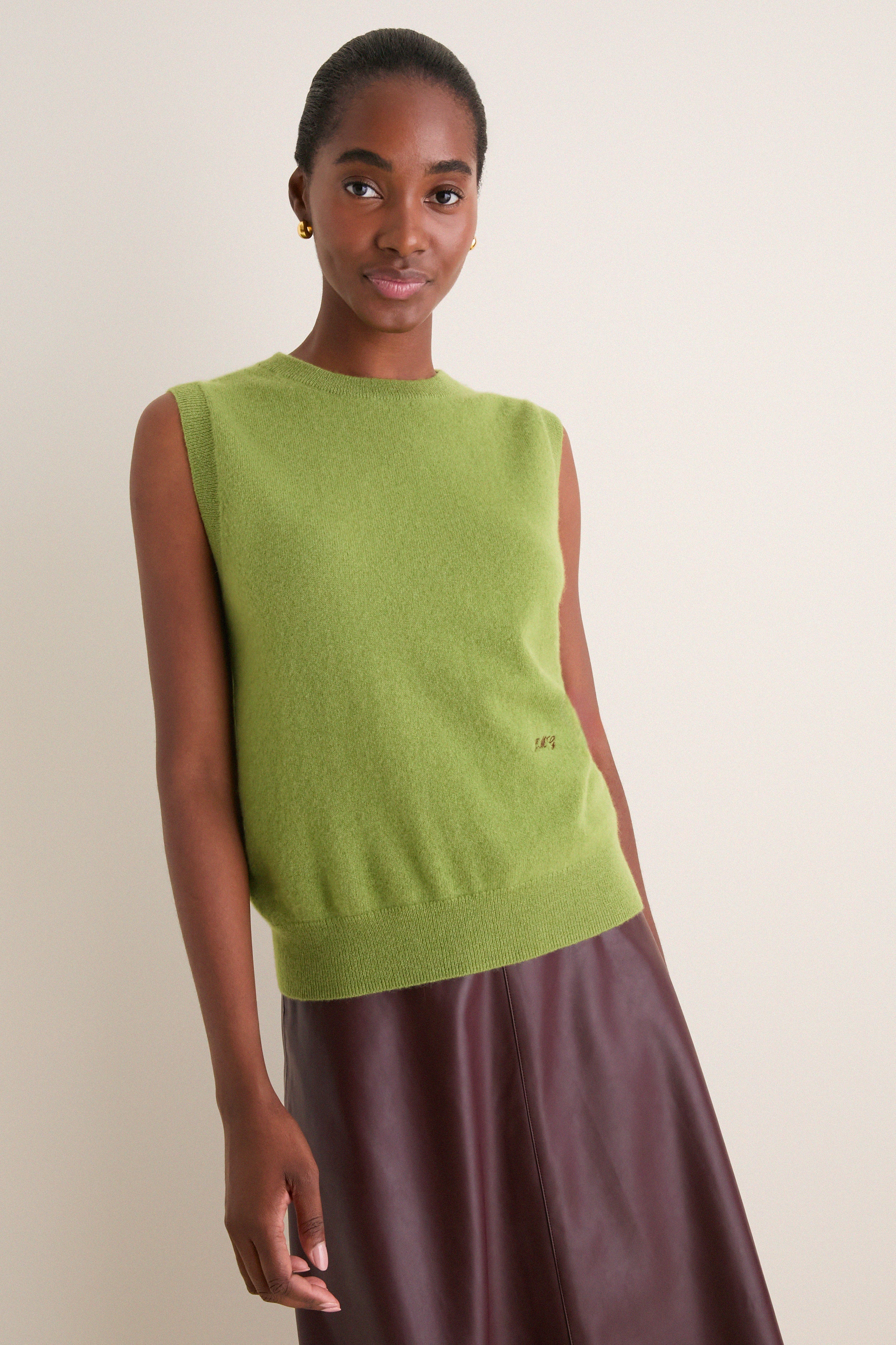 Peridot Cashmere Sleeveless Ava Shell