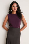 Plum Cashmere Sleeveless Ava Shell