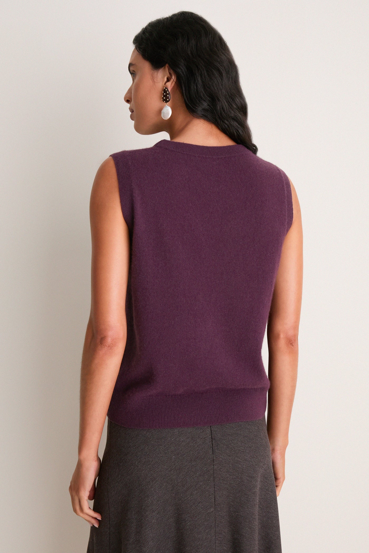 Plum Cashmere Sleeveless Ava Shell