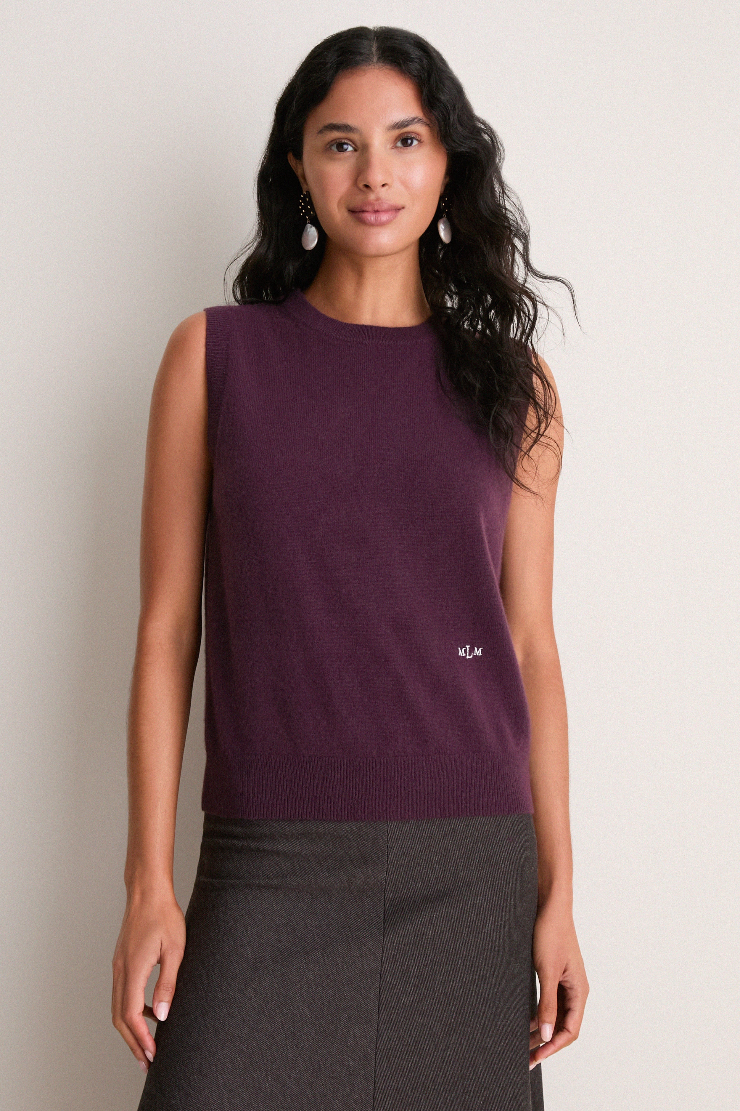 Plum Cashmere Sleeveless Ava Shell