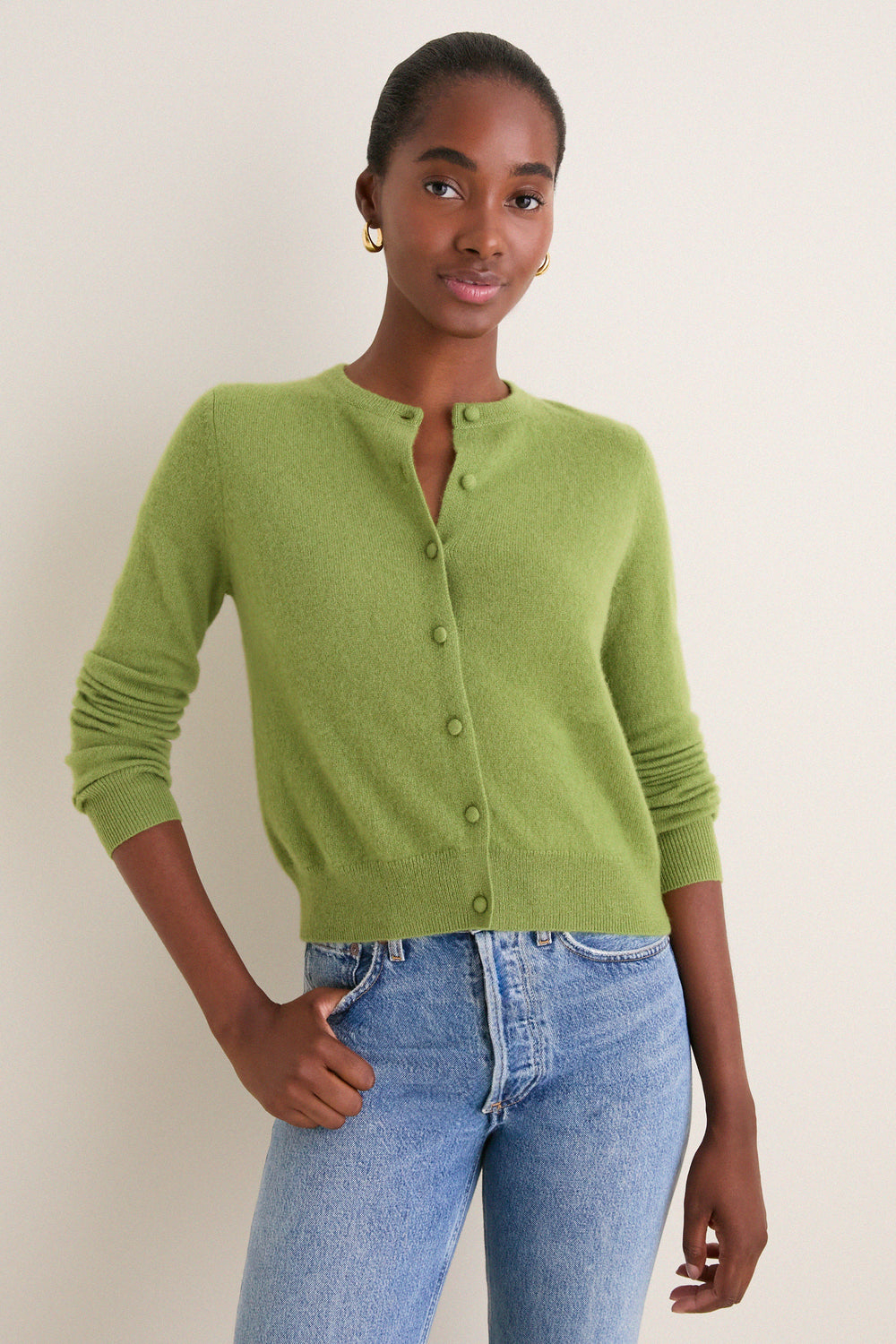 Peridot Cashmere Riley Cardigan