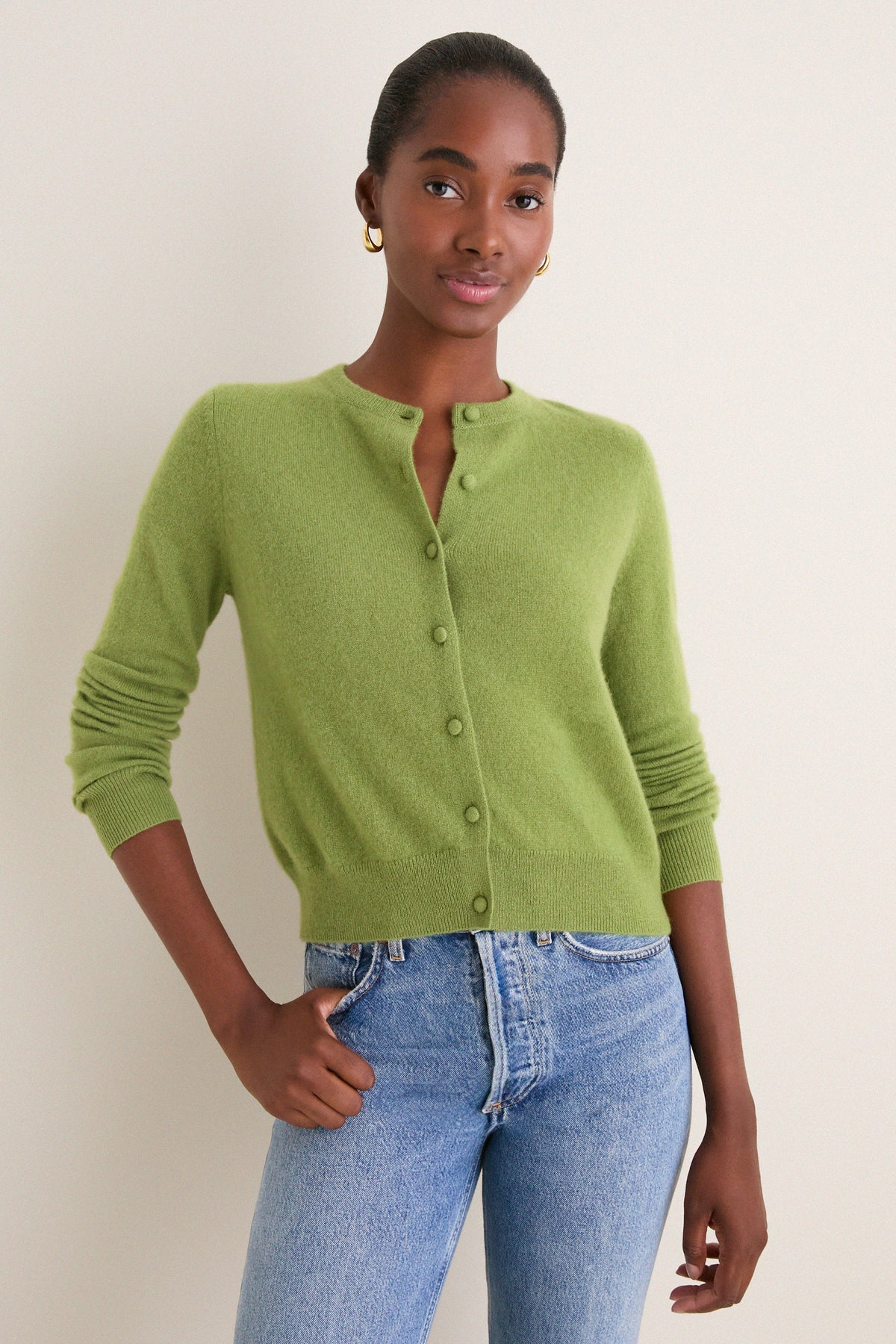Peridot Cashmere Riley Cardigan