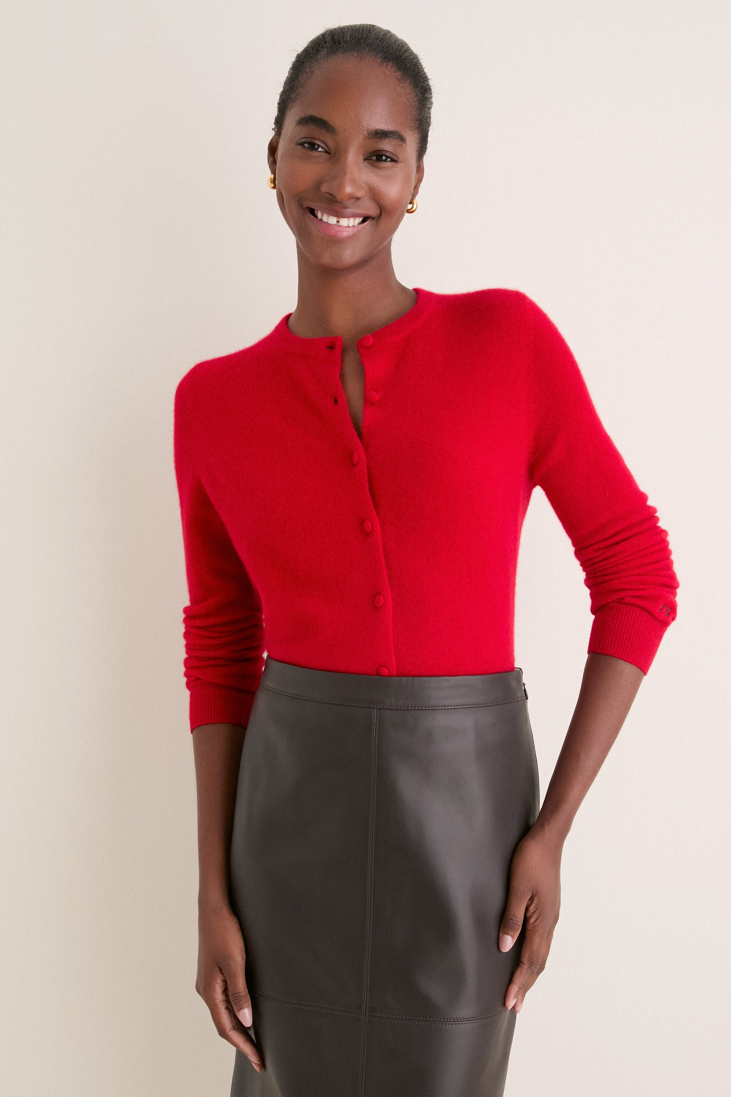 Apple Red Cashmere Riley Cardigan