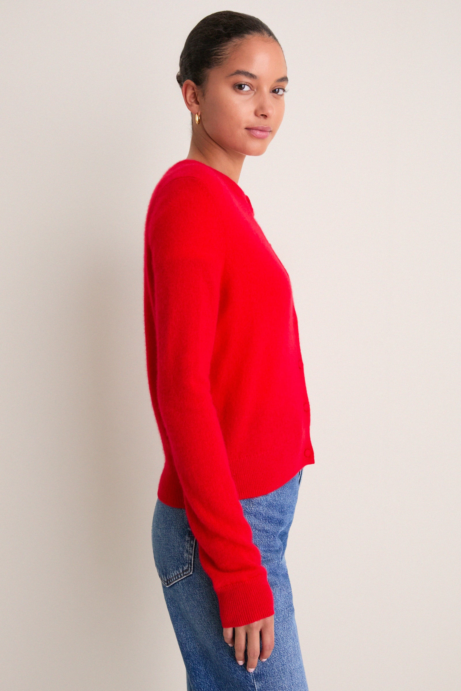 Apple Red Cashmere Riley Cardigan