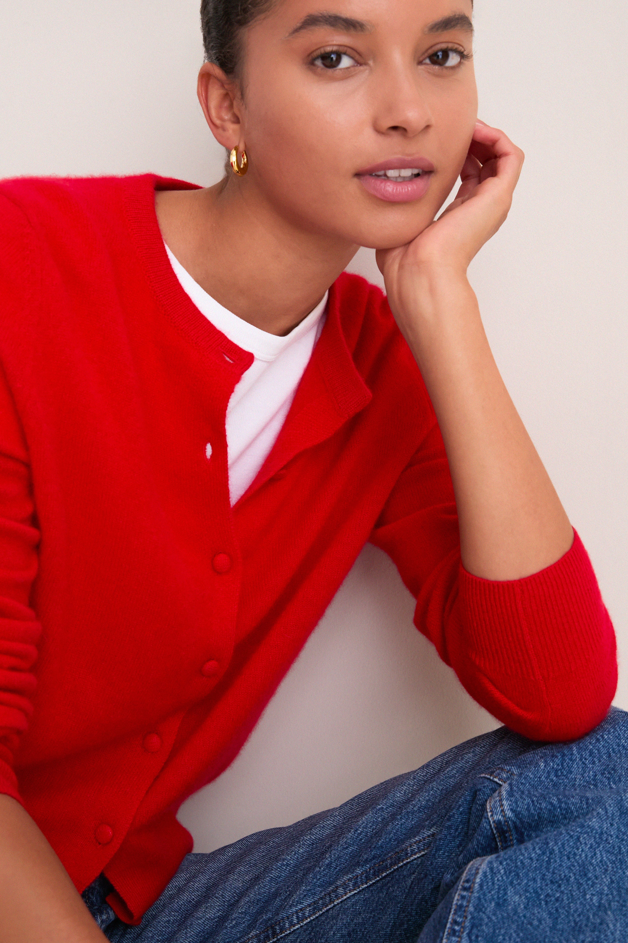 Apple Red Cashmere Riley Cardigan