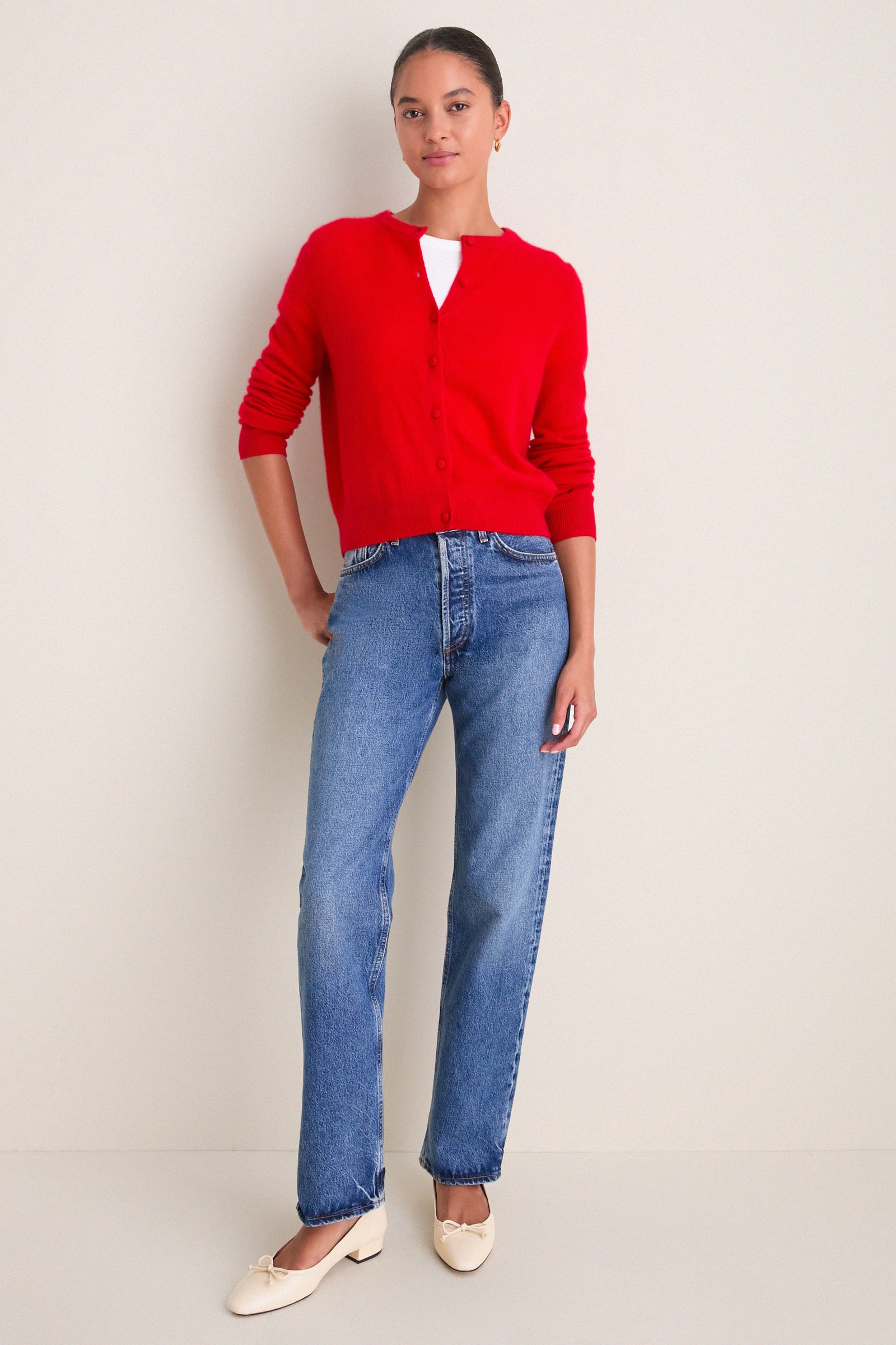 Apple Red Cashmere Riley Cardigan