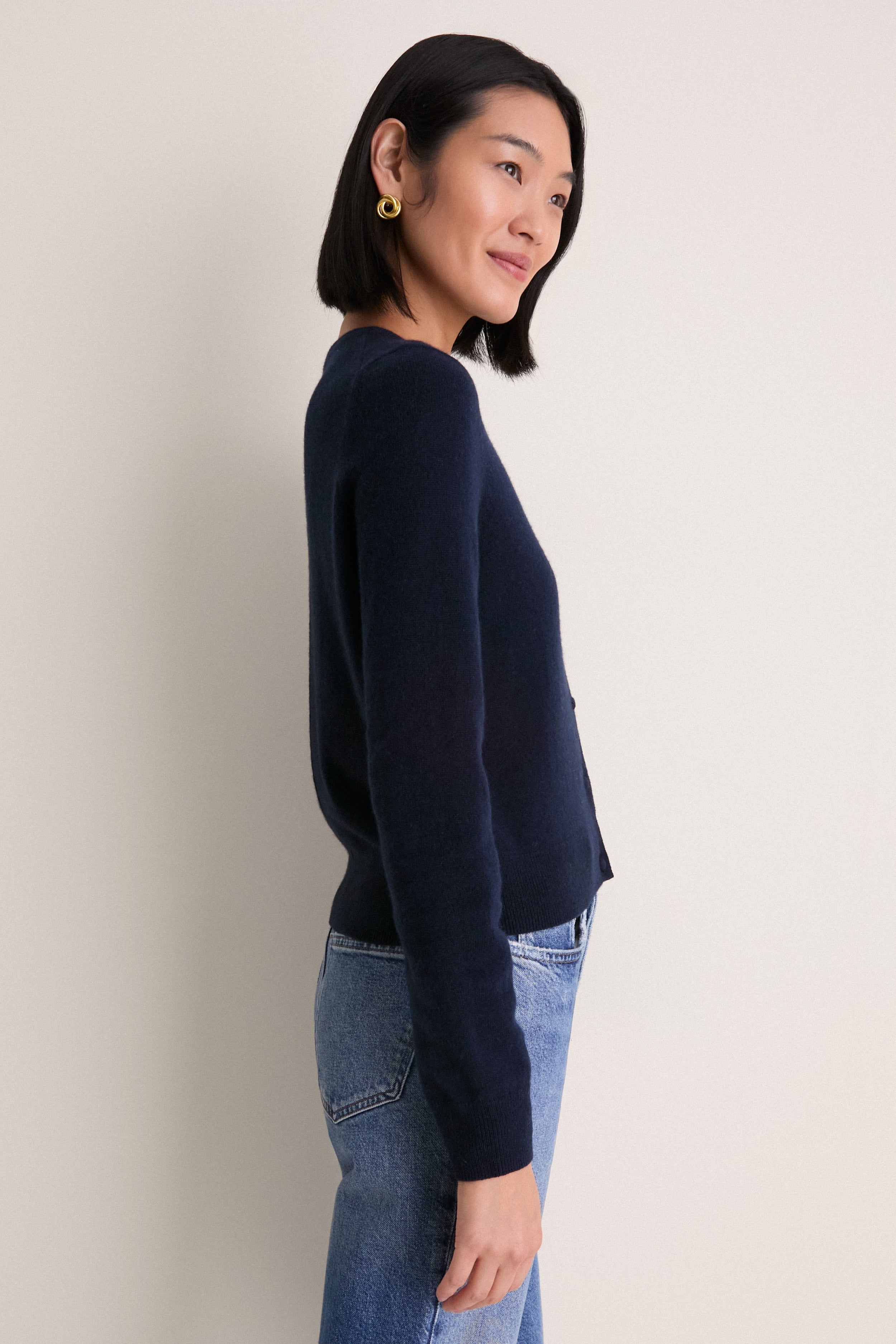Midnight Navy Cashmere Riley Cardigan