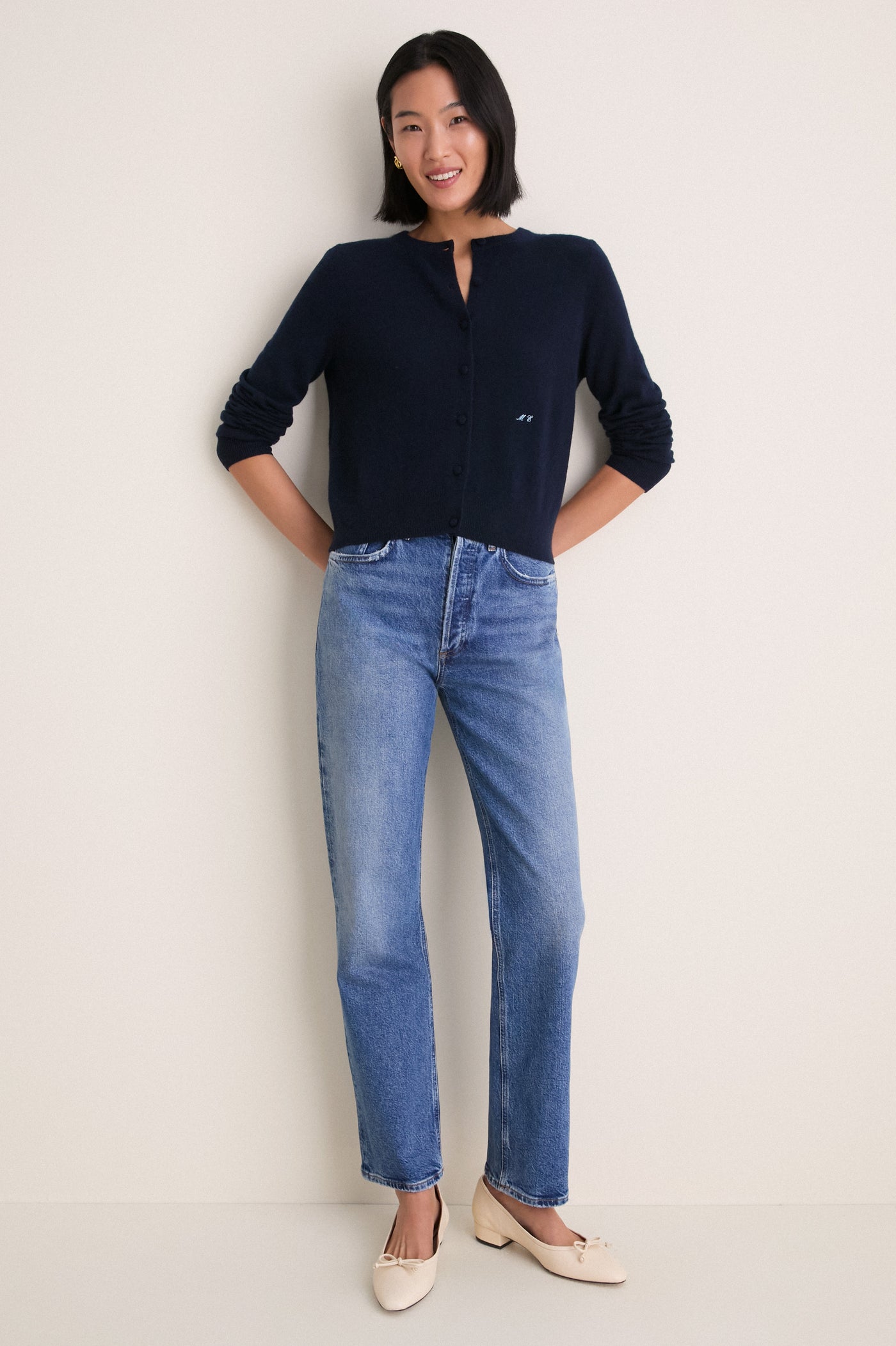 Midnight Navy Cashmere Riley Cardigan