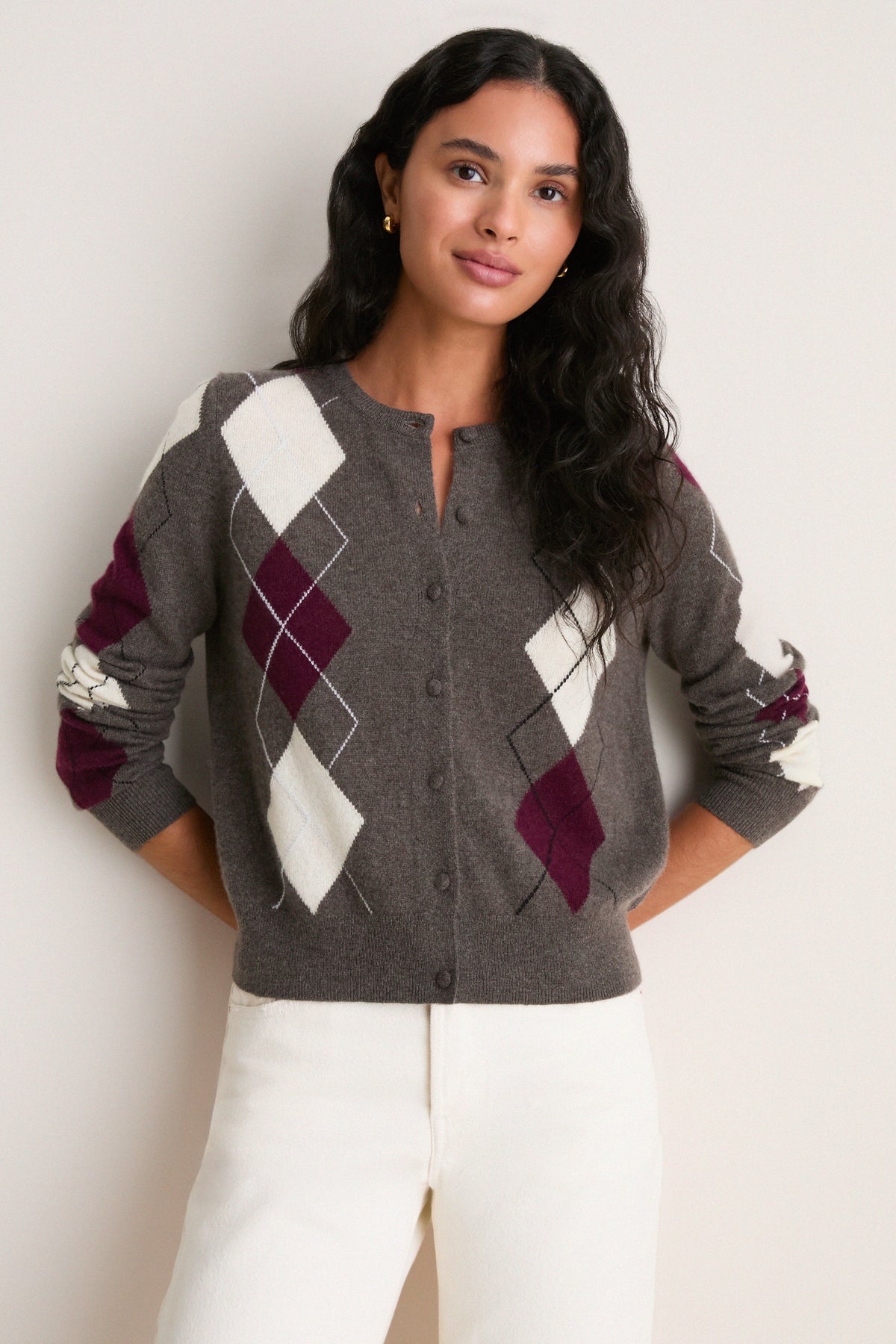Argyle Cashmere Riley Cardigan