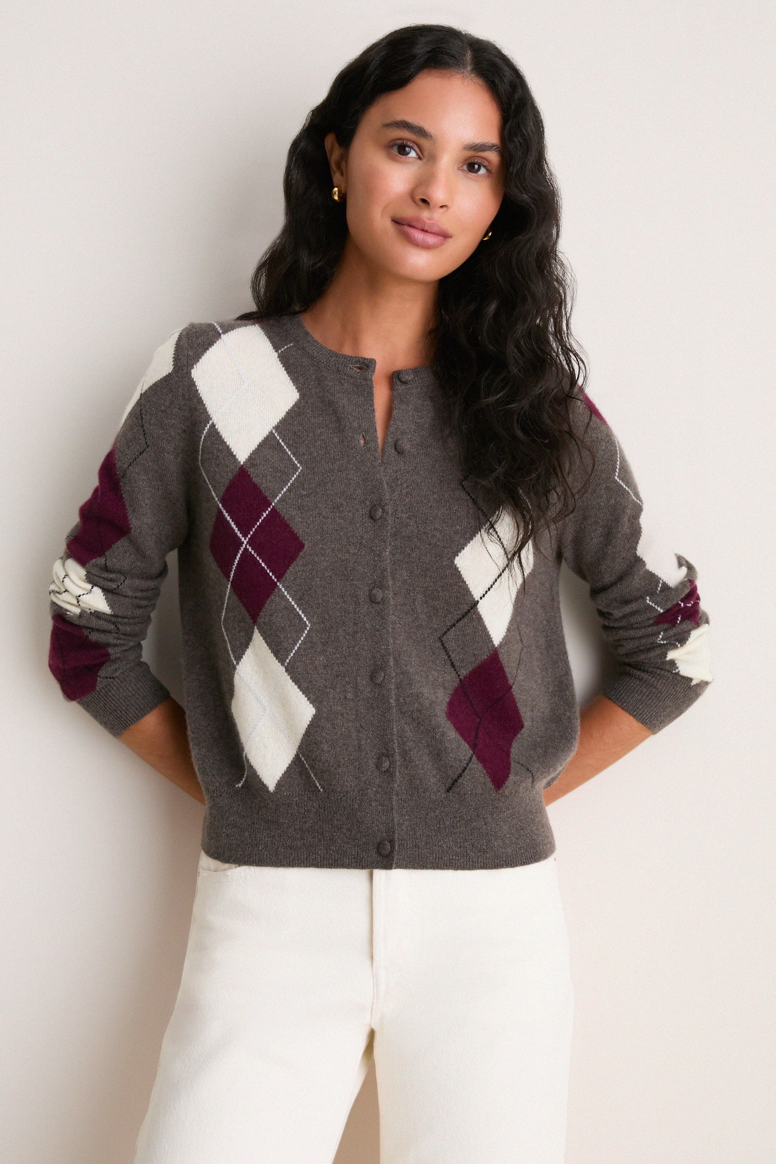 Argyle Cashmere Riley Cardigan