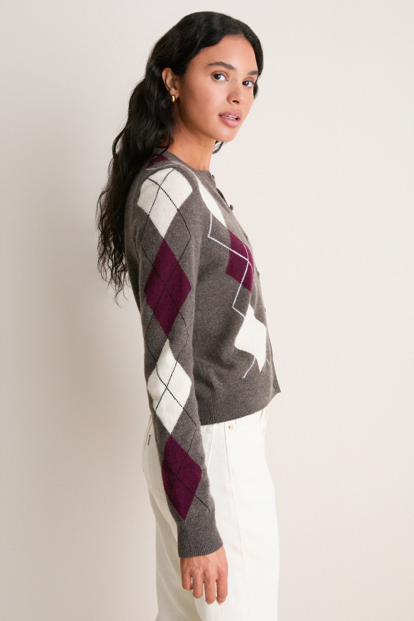 Argyle Cashmere Riley Cardigan