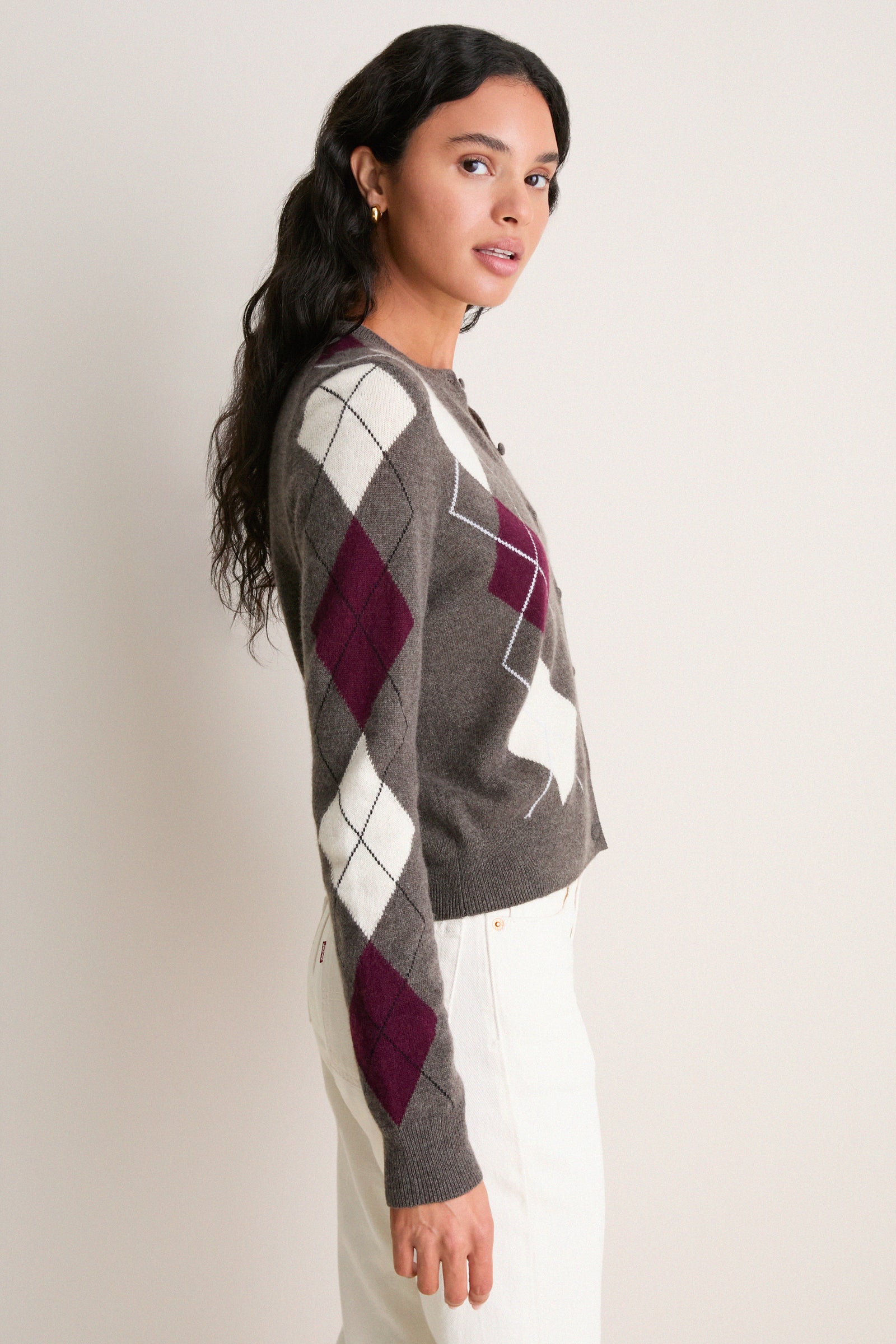 Argyle Cashmere Riley Cardigan