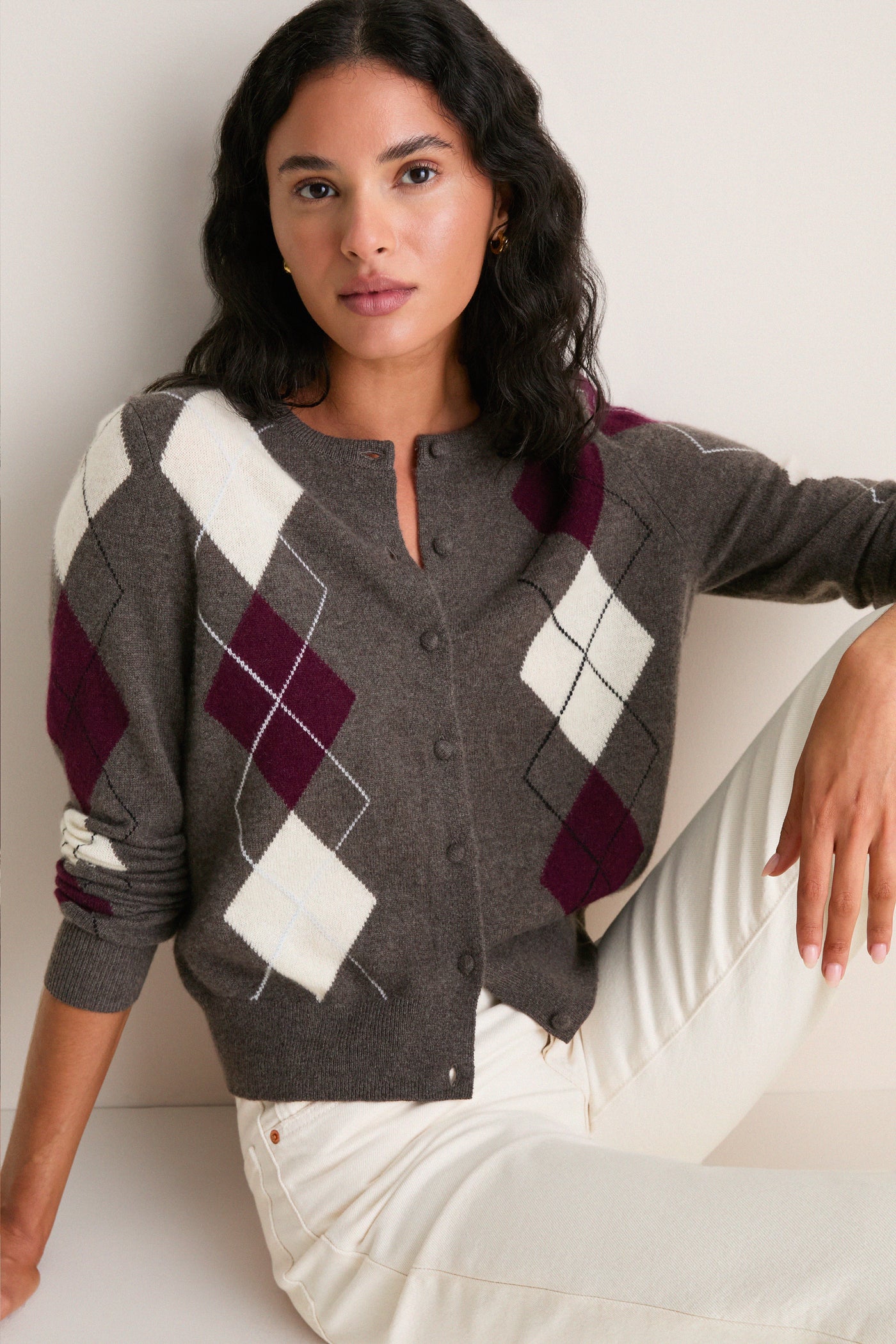 Argyle Cashmere Riley Cardigan