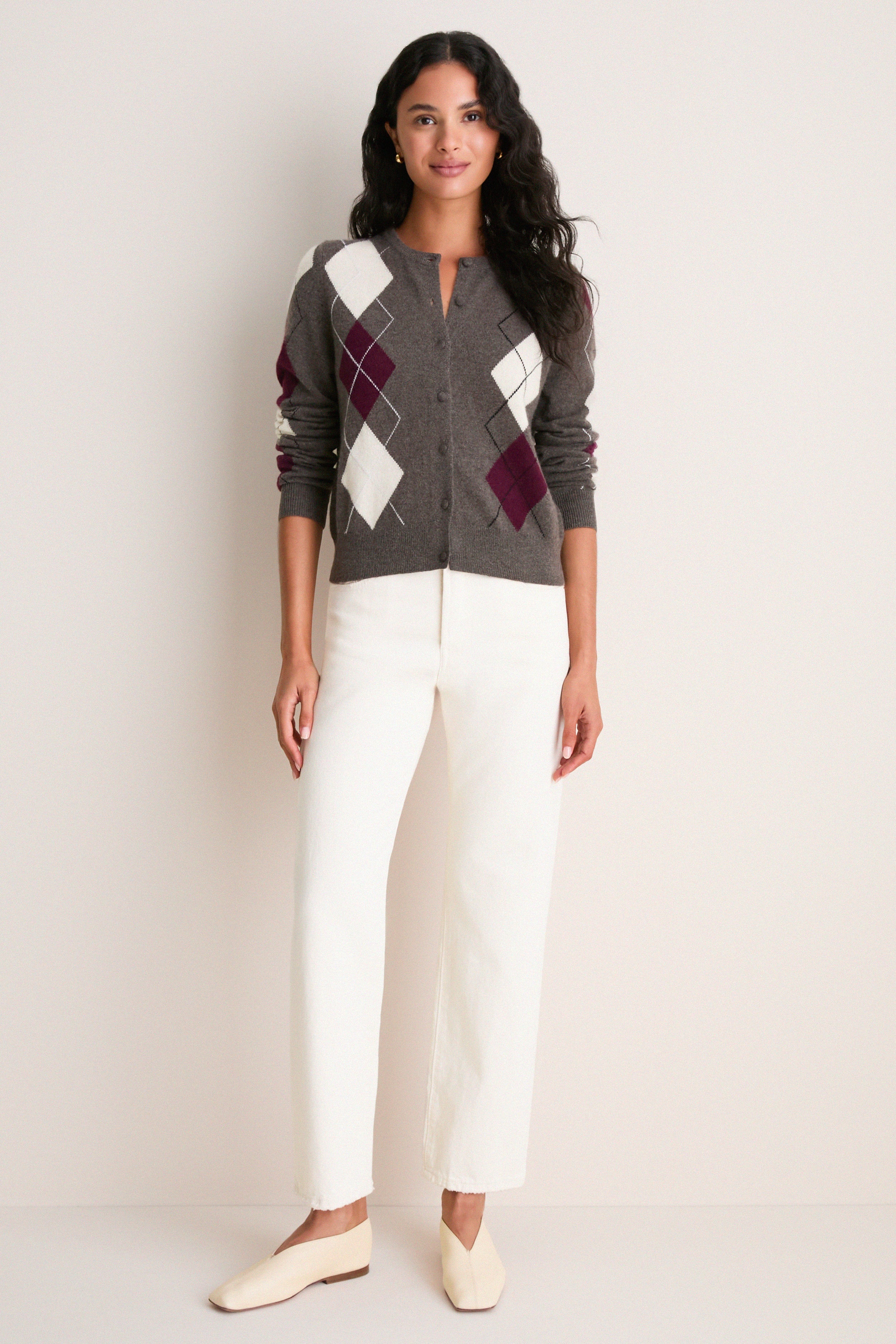 Argyle Cashmere Riley Cardigan