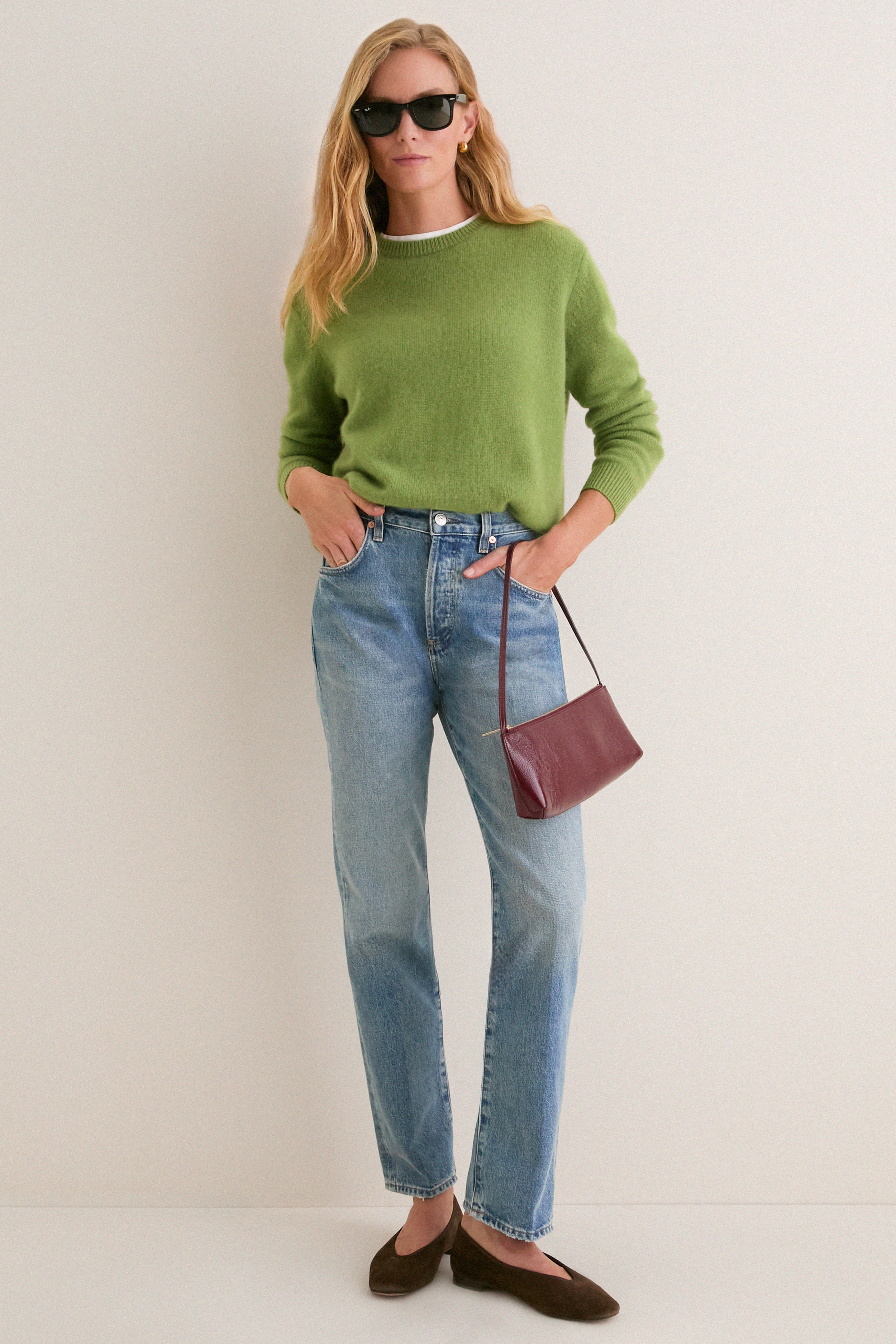 Peridot Cashmere Boyfriend Bodie Crewneck
