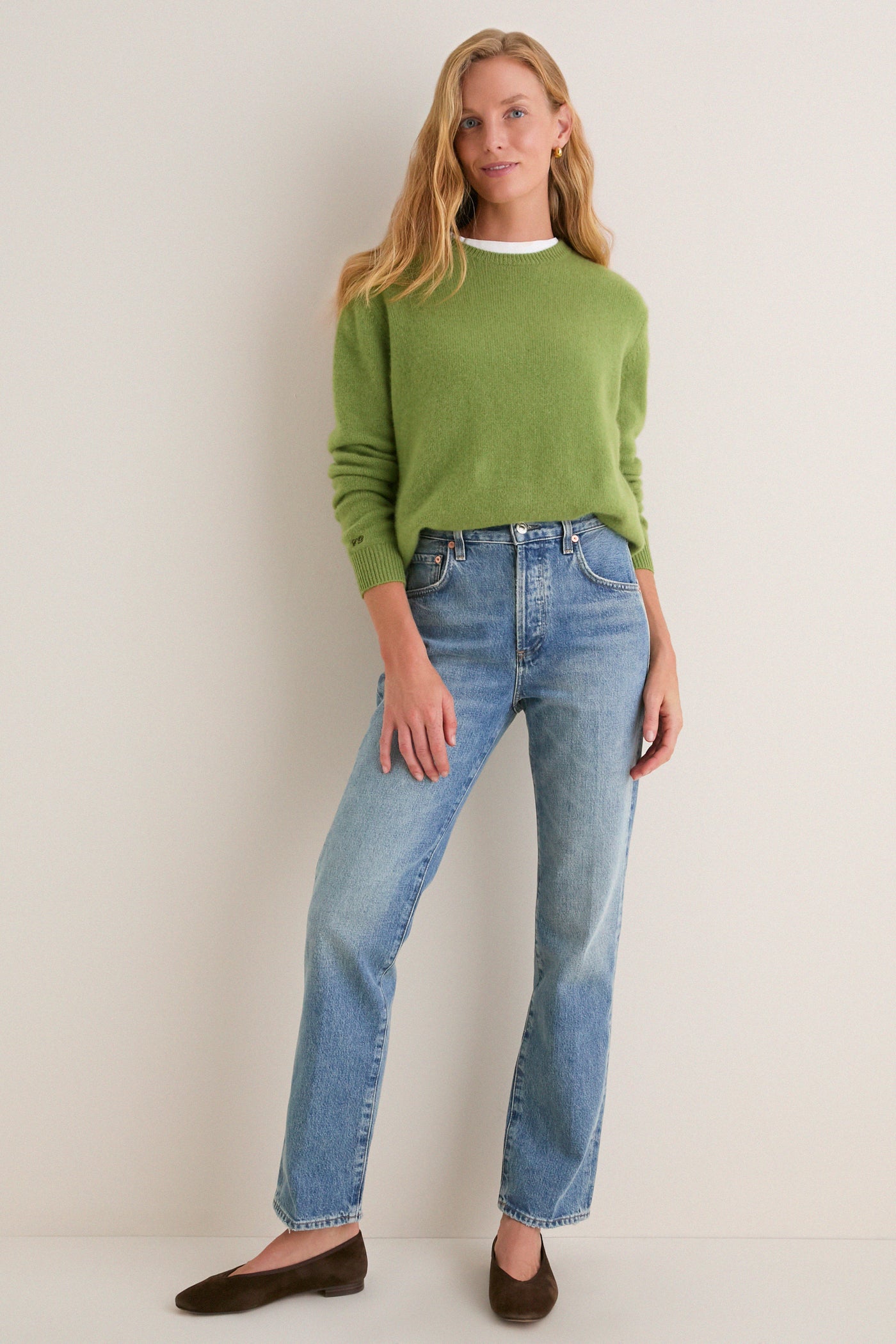 Peridot Cashmere Boyfriend Bodie Crewneck