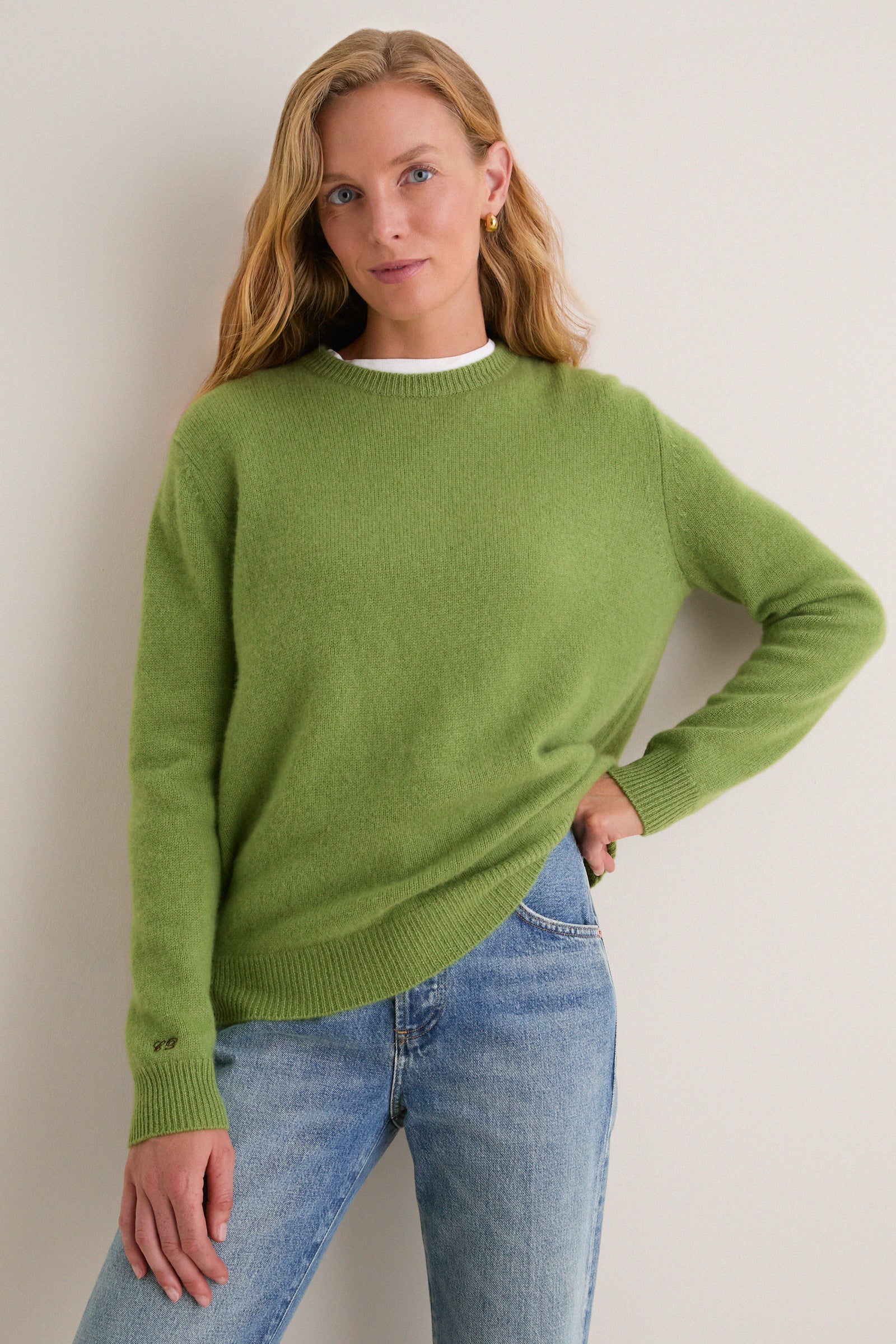 Peridot Cashmere Boyfriend Bodie Crewneck