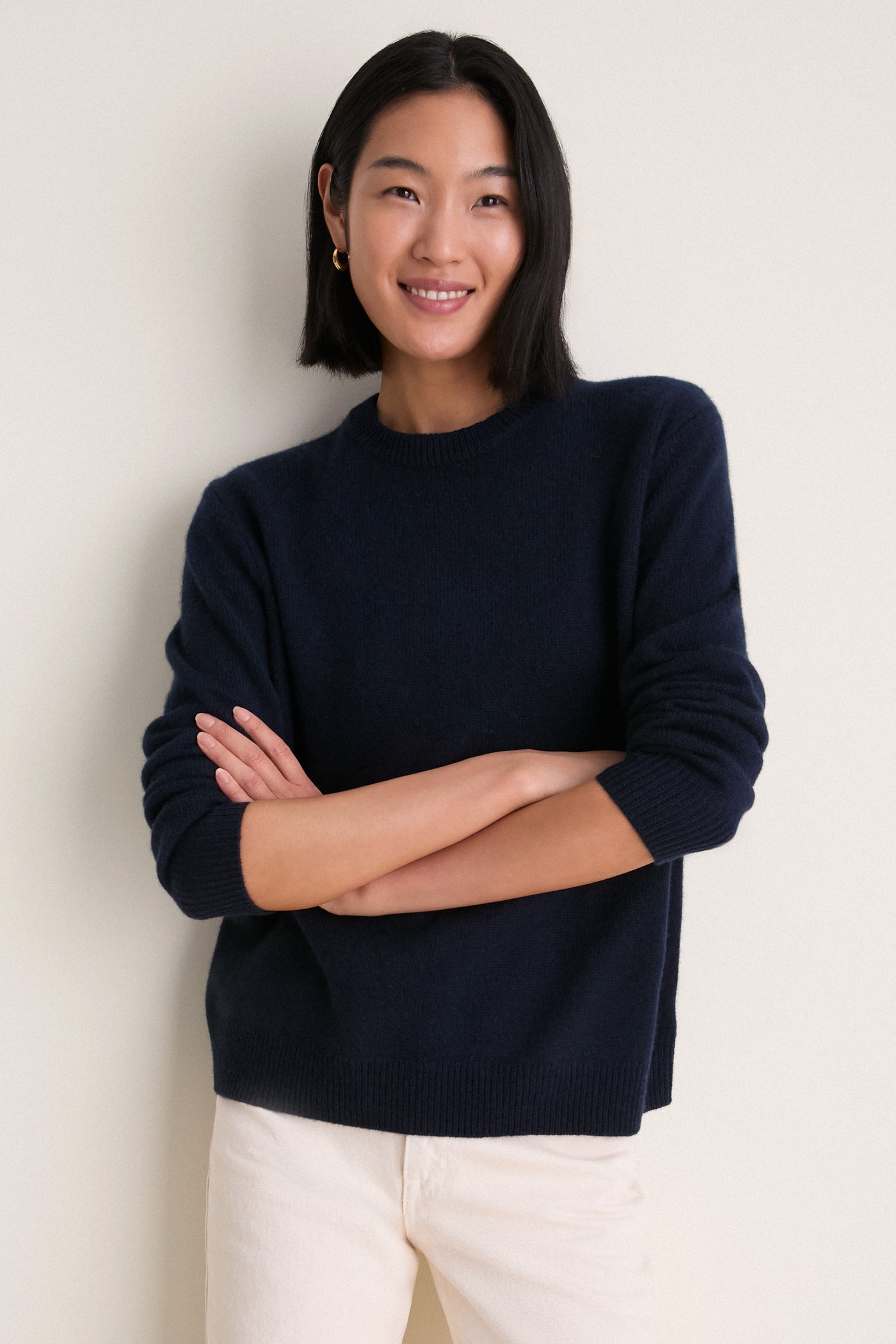 Midnight Navy Cashmere Boyfriend Bodie Crewneck