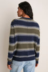 Olive and Navy Stripe Cashmere Boyfriend Bodie Crewneck