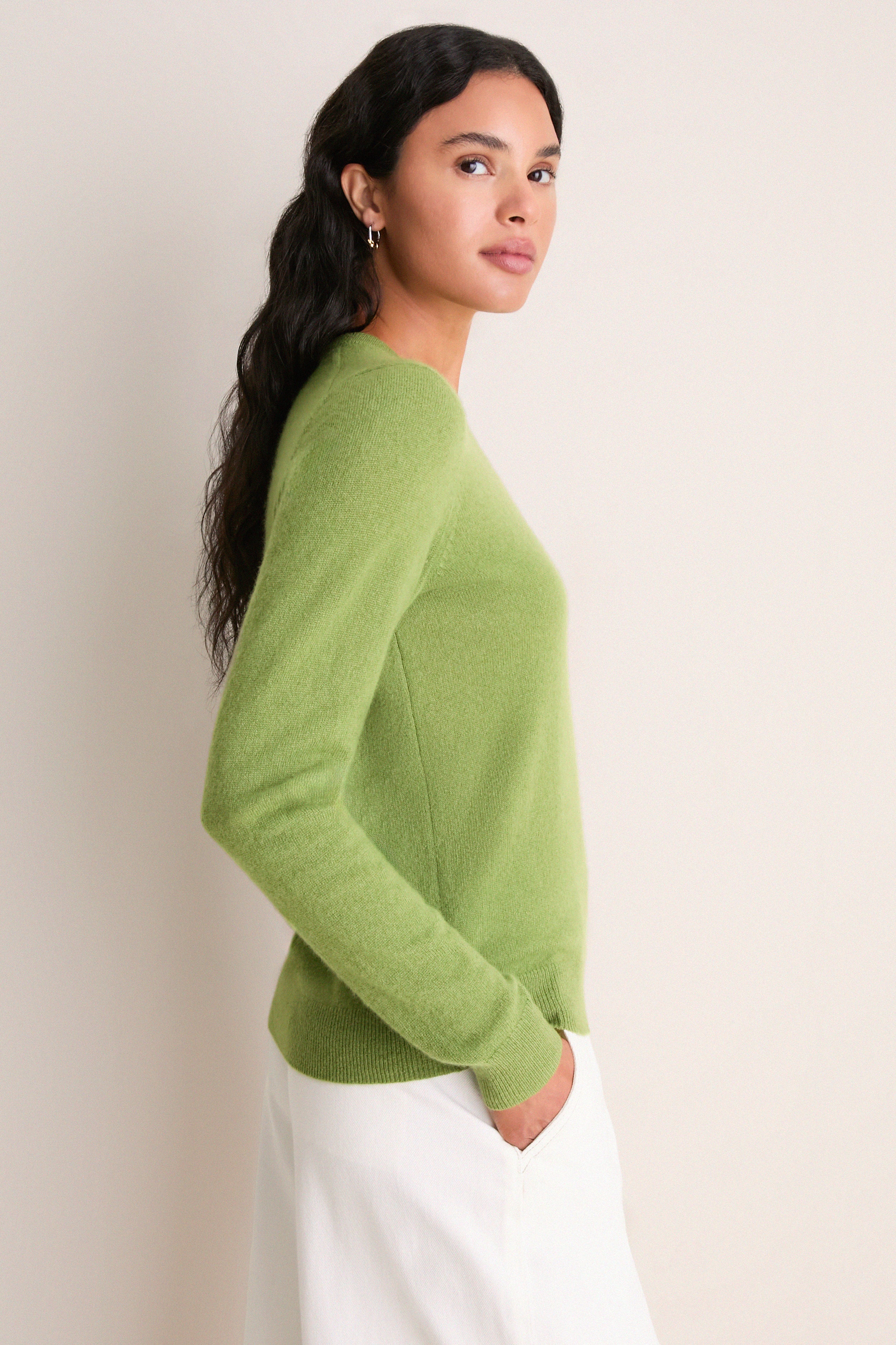 Peridot Cashmere Crewneck Sweater