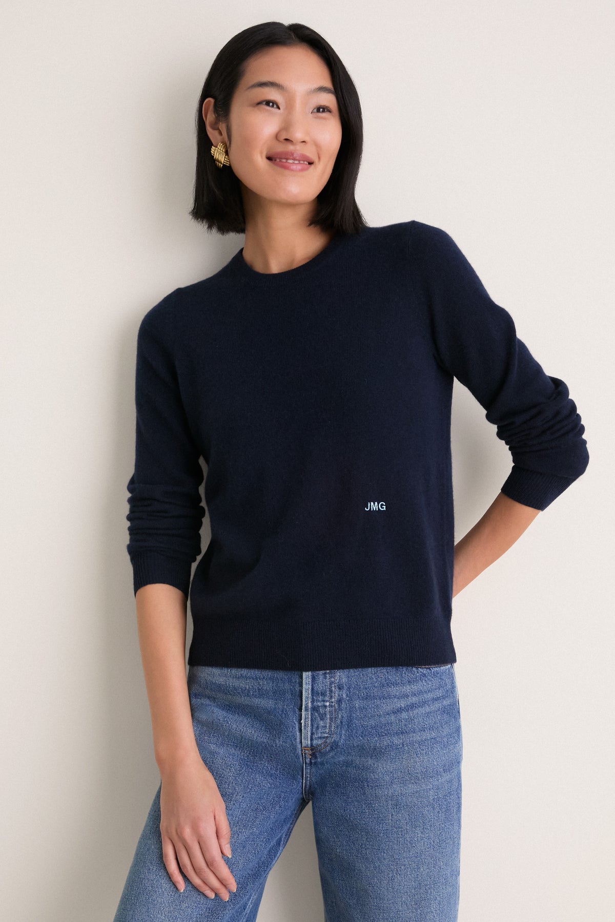 Midnight Navy Cashmere Elizabeth Crewneck