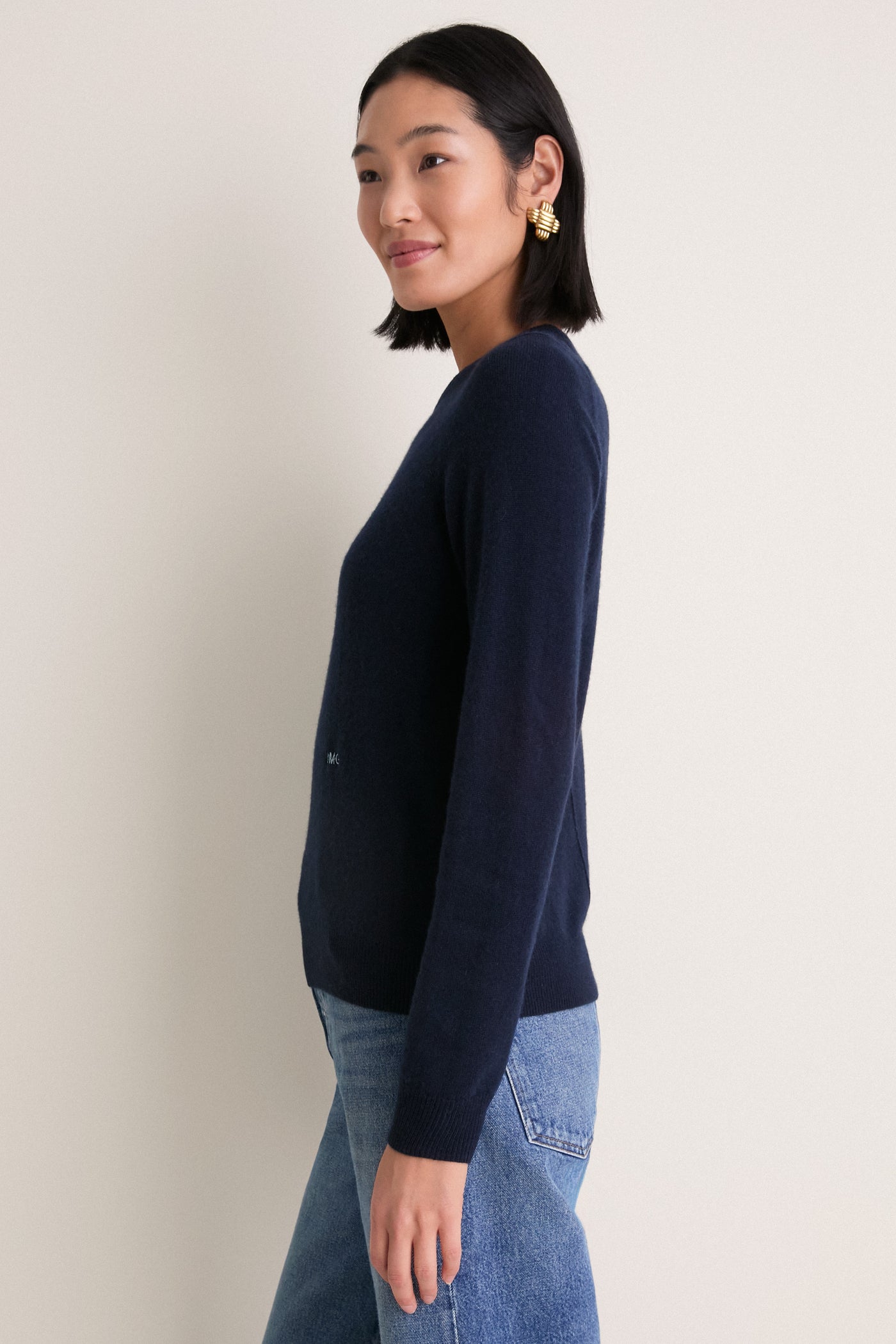 Midnight Navy Cashmere Elizabeth Crewneck