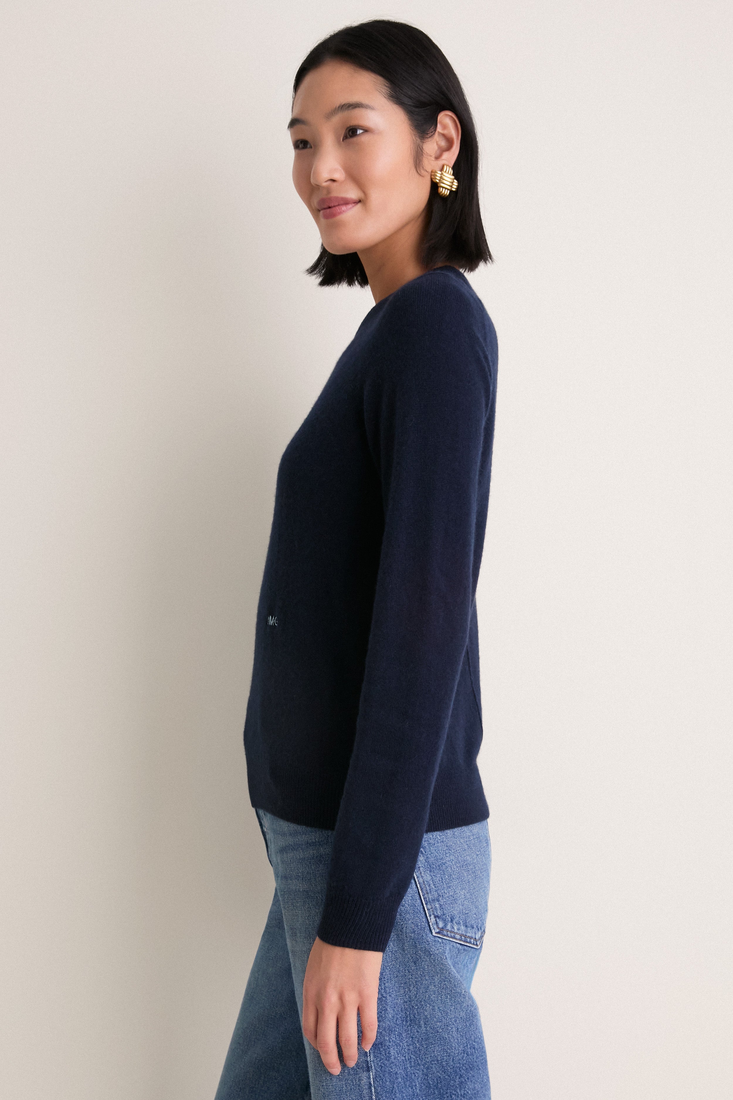 Midnight Navy Cashmere Elizabeth Crewneck
