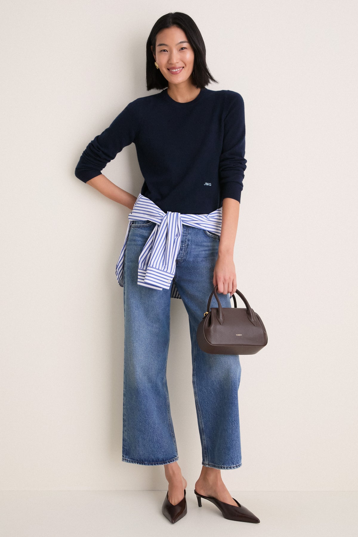 Midnight Navy Cashmere Elizabeth Crewneck