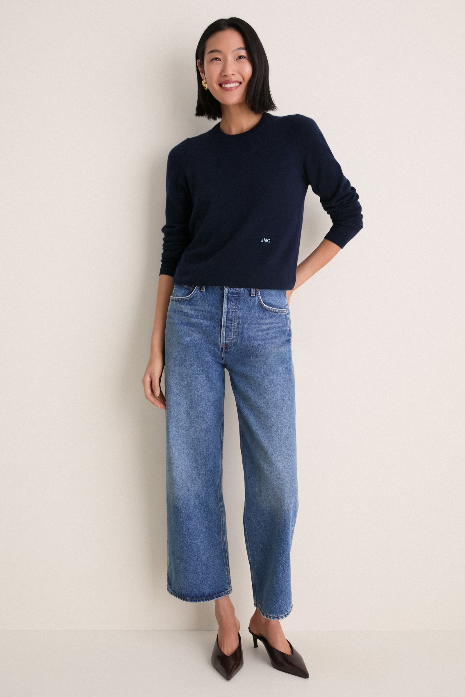 Midnight Navy Cashmere Elizabeth Crewneck