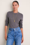 Charcoal Cashmere Silk Long Sleeve Katie Tee